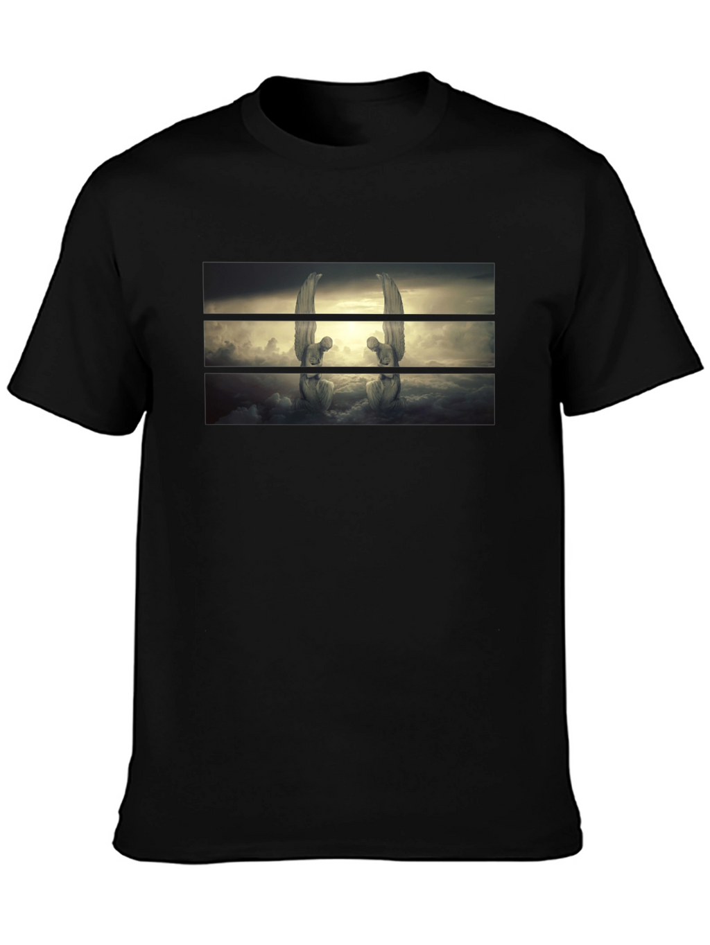Angelic Statues Graphic Black T-Shirt