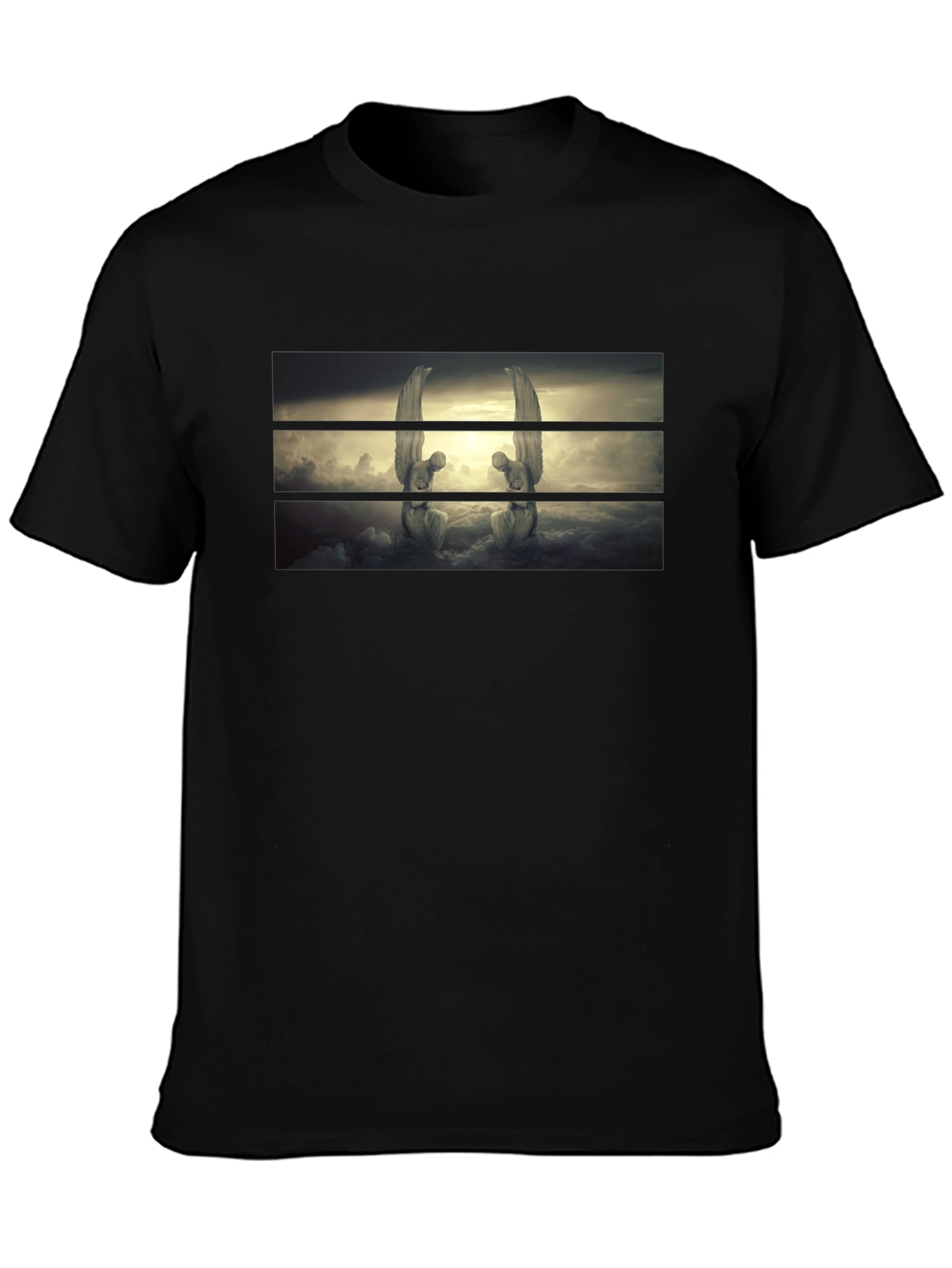 Angelic Statues Graphic Black T-Shirt