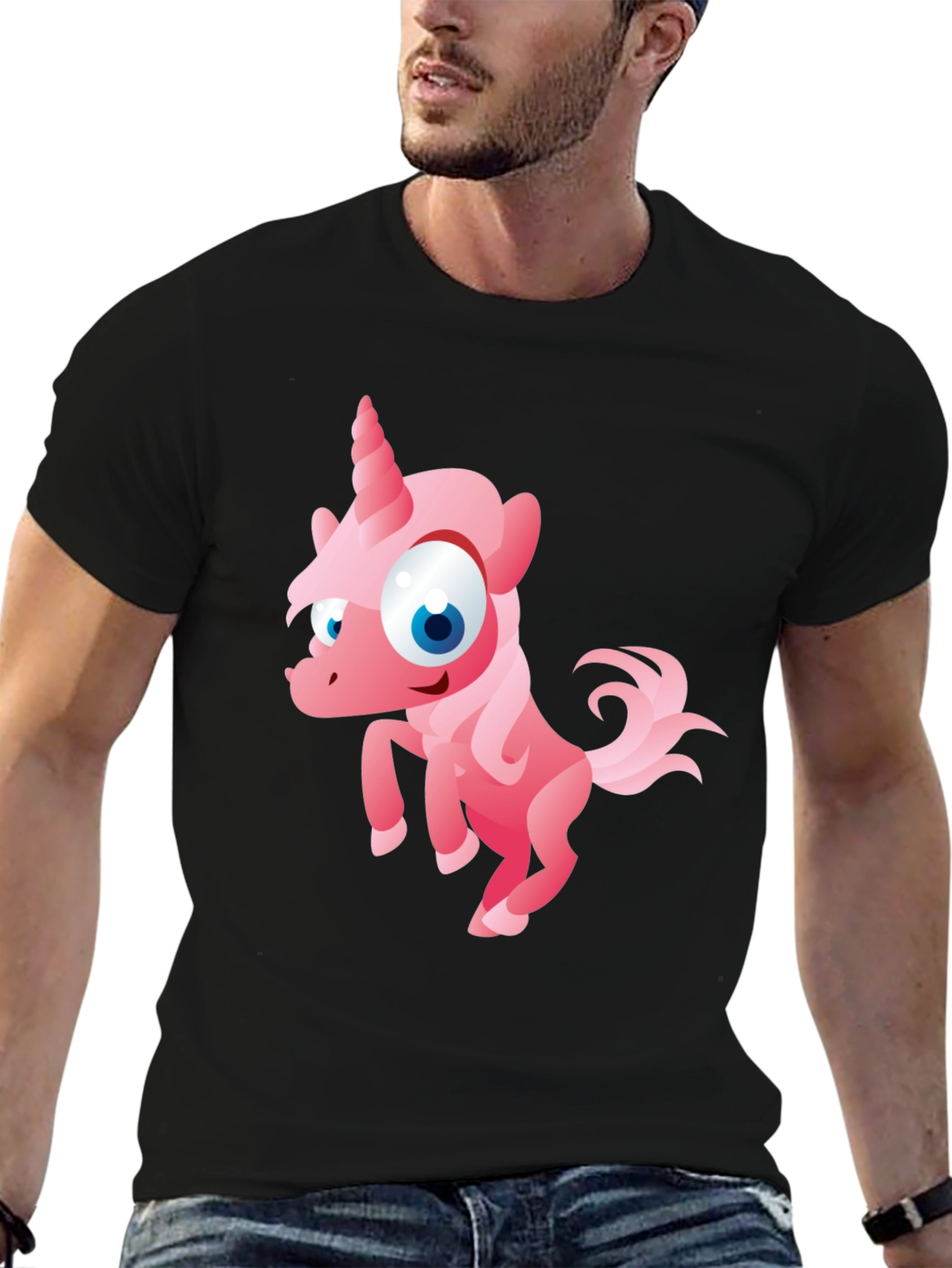 Black Unicorn Cartoon T-Shirt