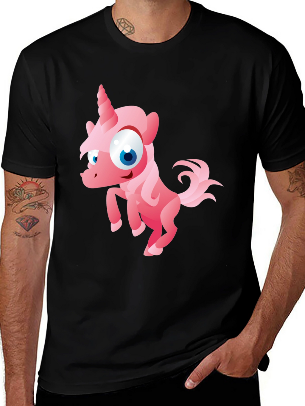 Black Unicorn Cartoon T-Shirt
