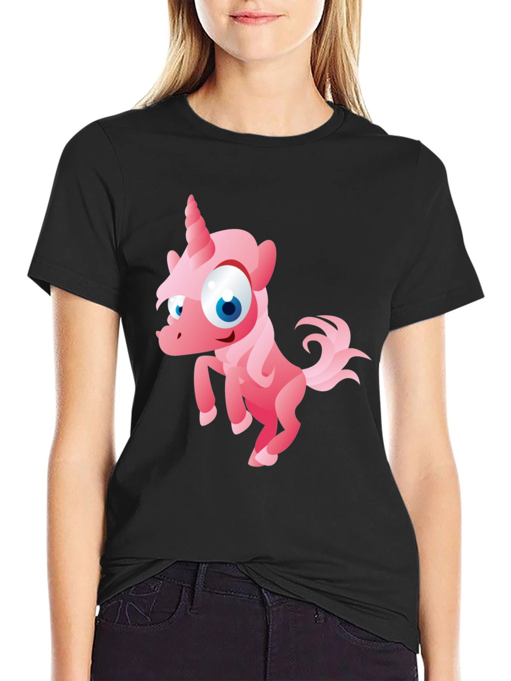 Black Unicorn Cartoon T-Shirt