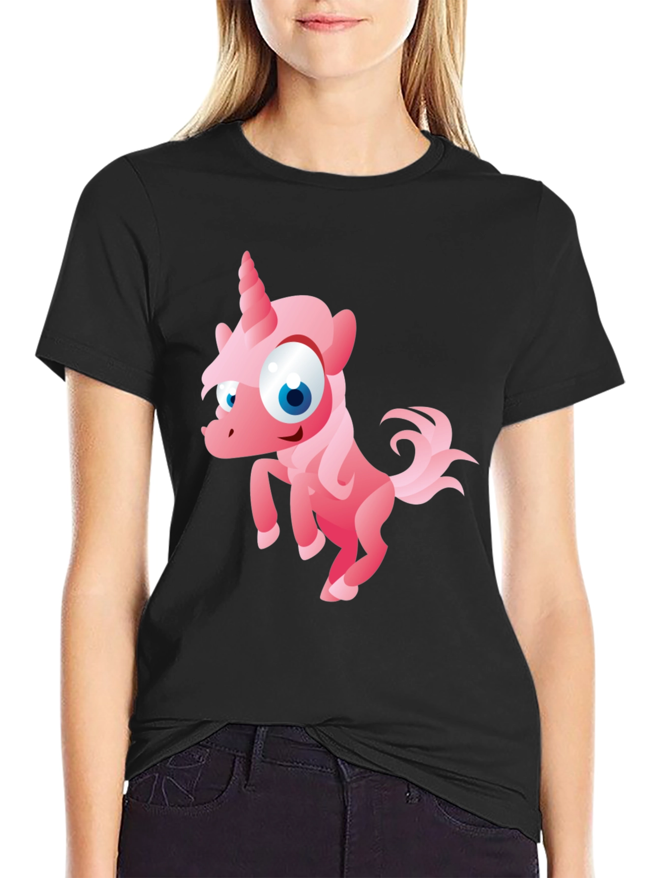 Black Unicorn Cartoon T-Shirt