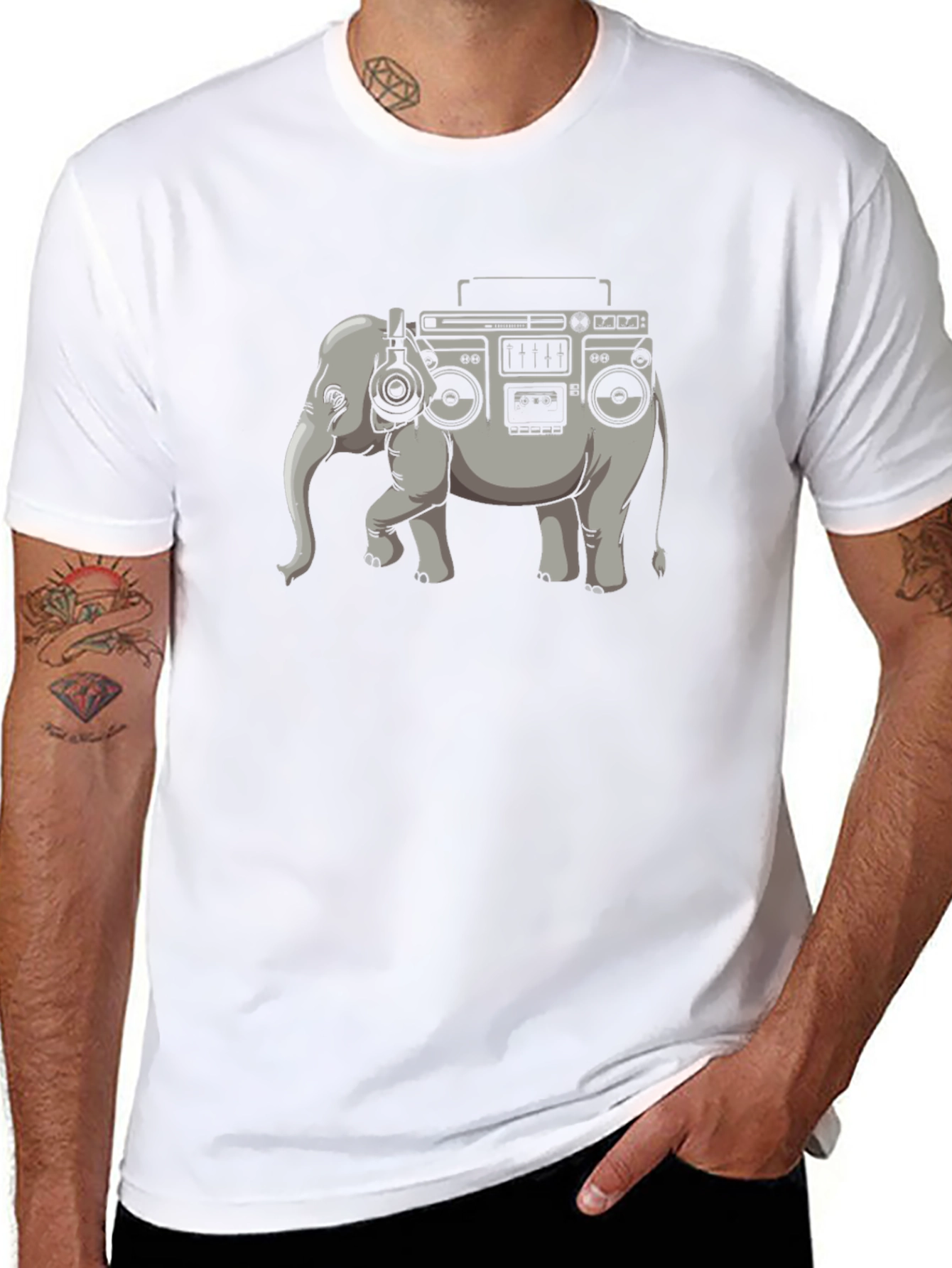 Boombox Elephant Graphic Tee - Unique Style