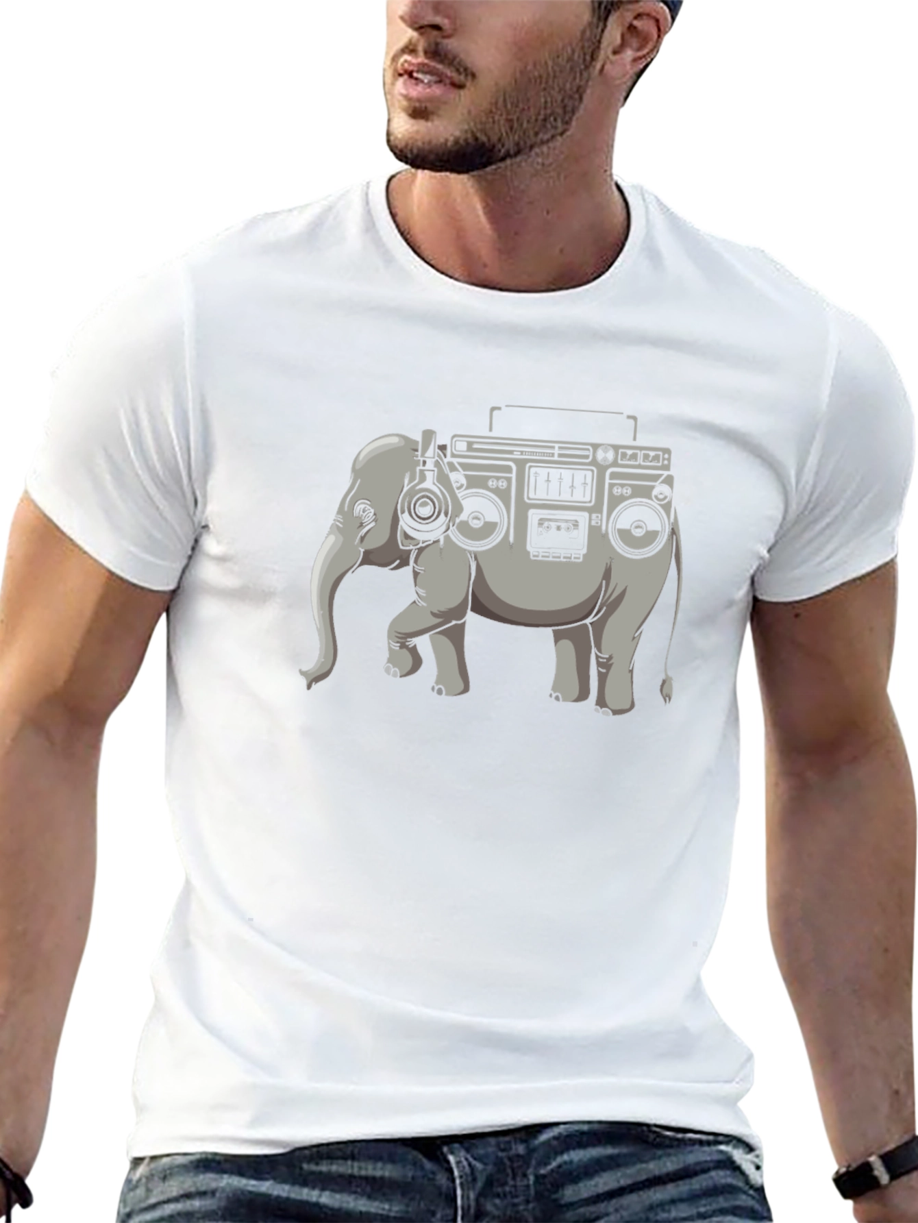 Boombox Elephant Graphic Tee - Unique Style