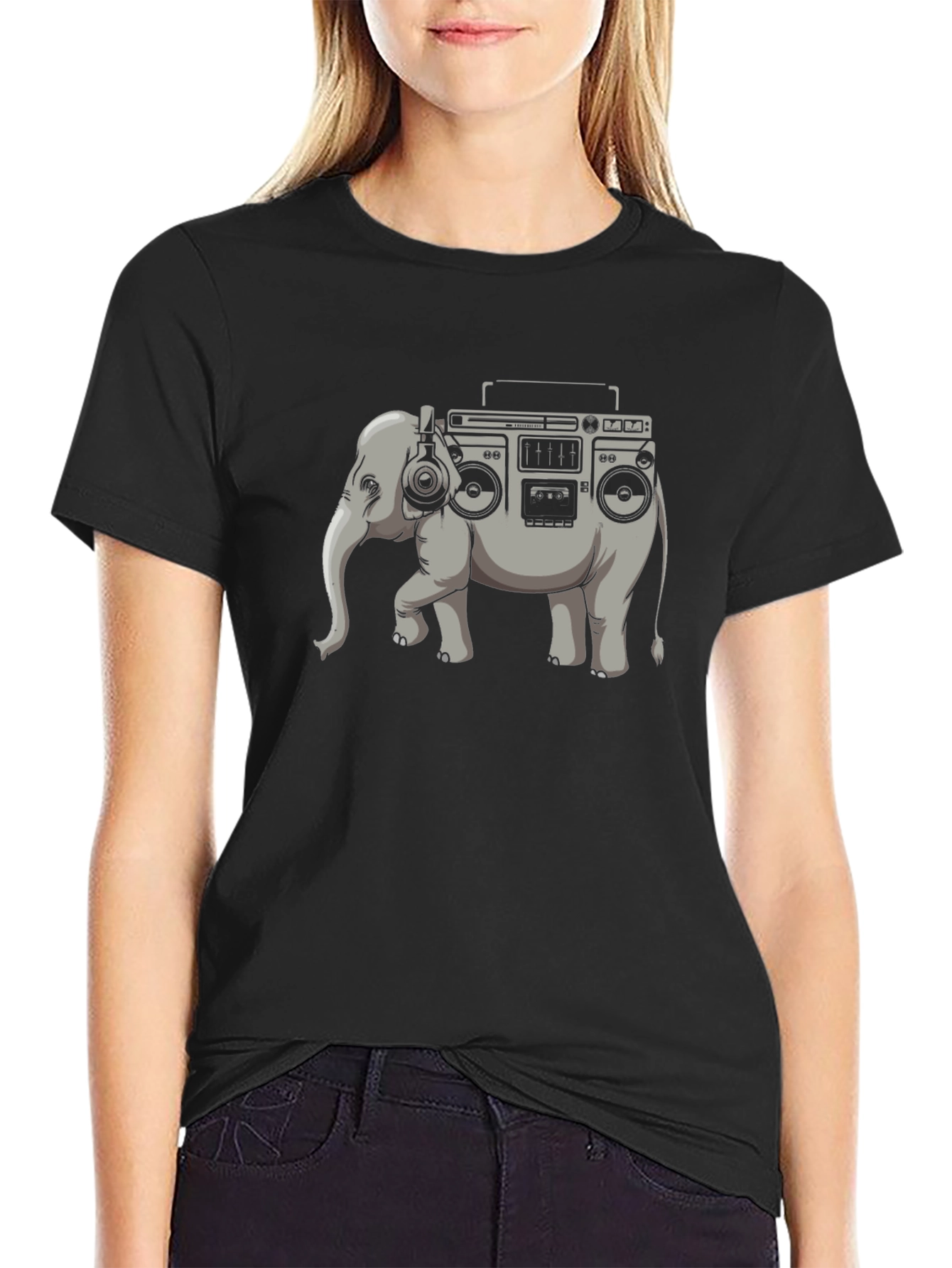 Boombox Elephant Graphic Tee - Unique Style