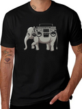 Boombox Elephant Graphic Tee - Unique Style