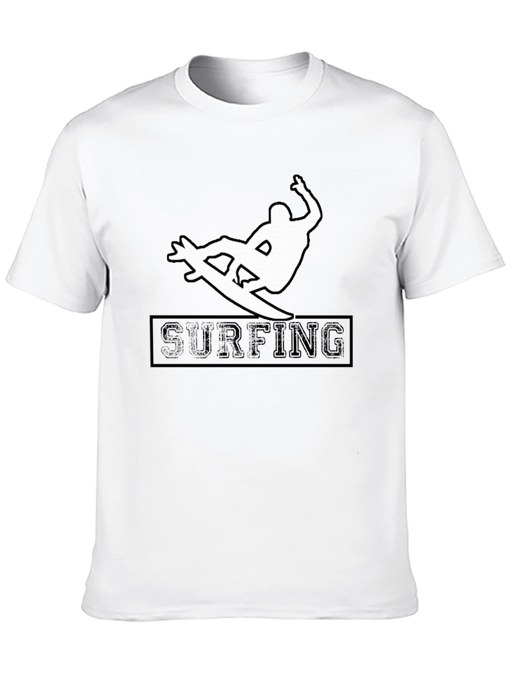 Surfing Silhouette Graphic Tee - Black Cotton Shirt