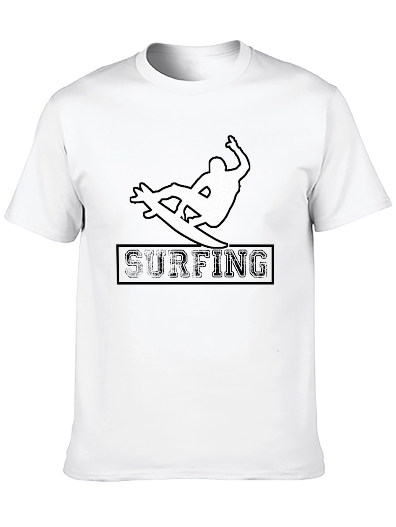 Surfing Silhouette Graphic Tee - Black Cotton Shirt