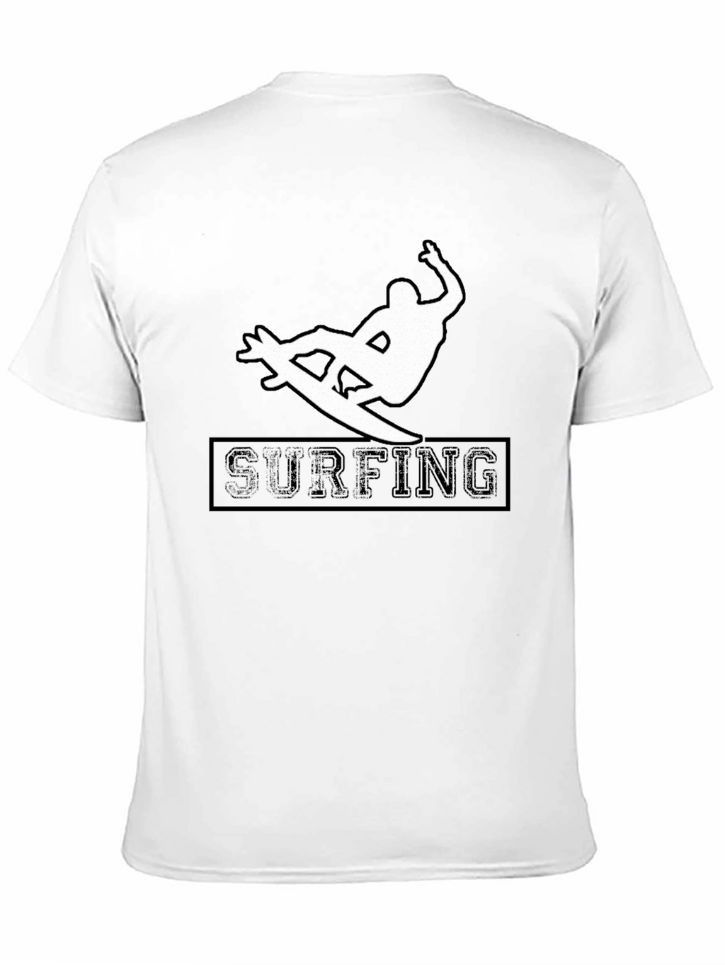 Surfing Silhouette Graphic Tee - Black Cotton Shirt