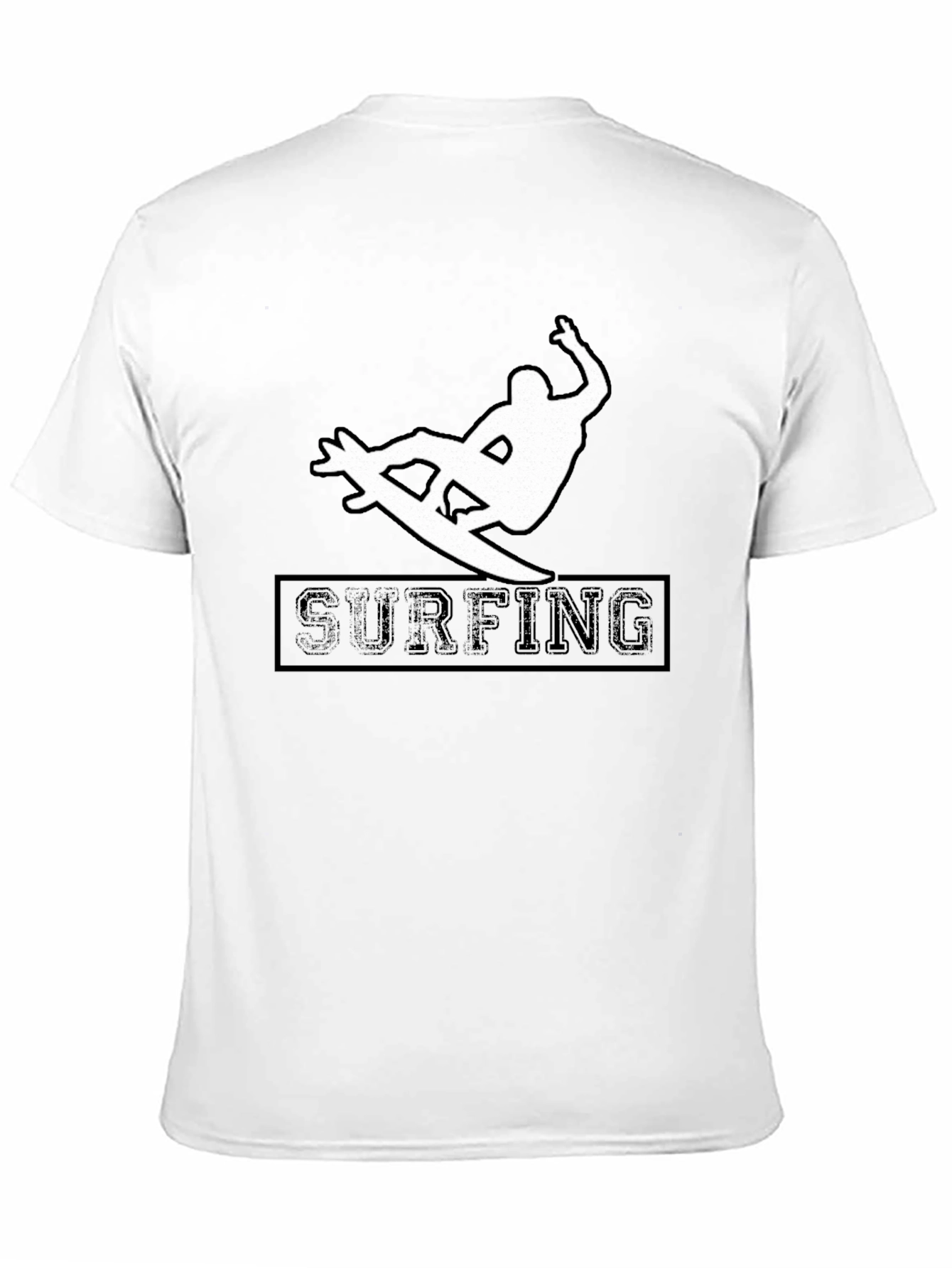 Surfing Silhouette Graphic Tee - Black Cotton Shirt