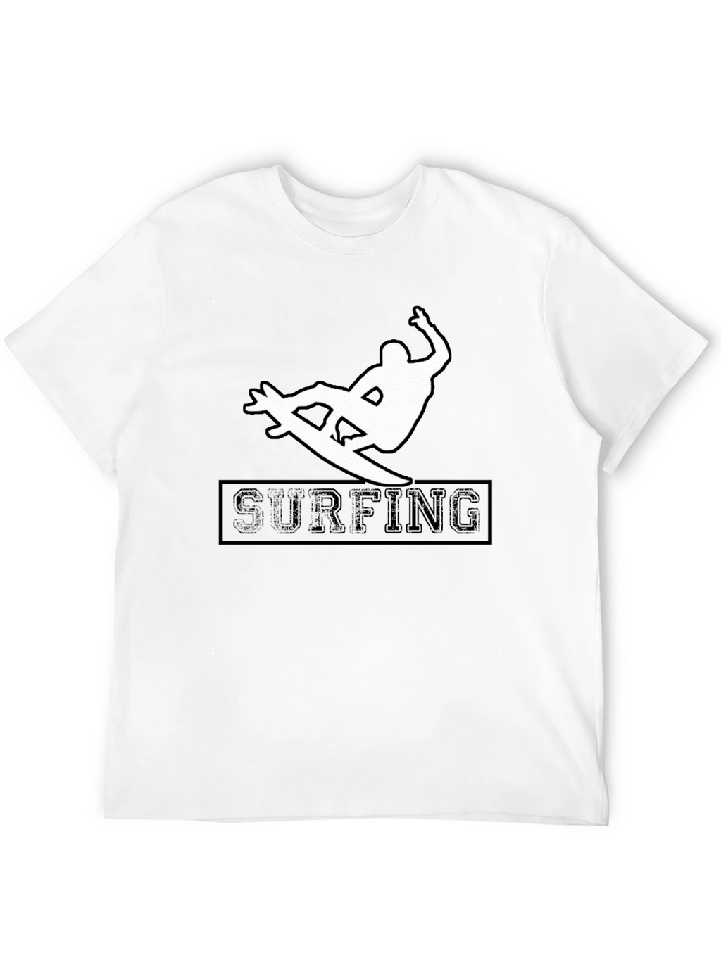 Surfing Silhouette Graphic Tee - Black Cotton Shirt