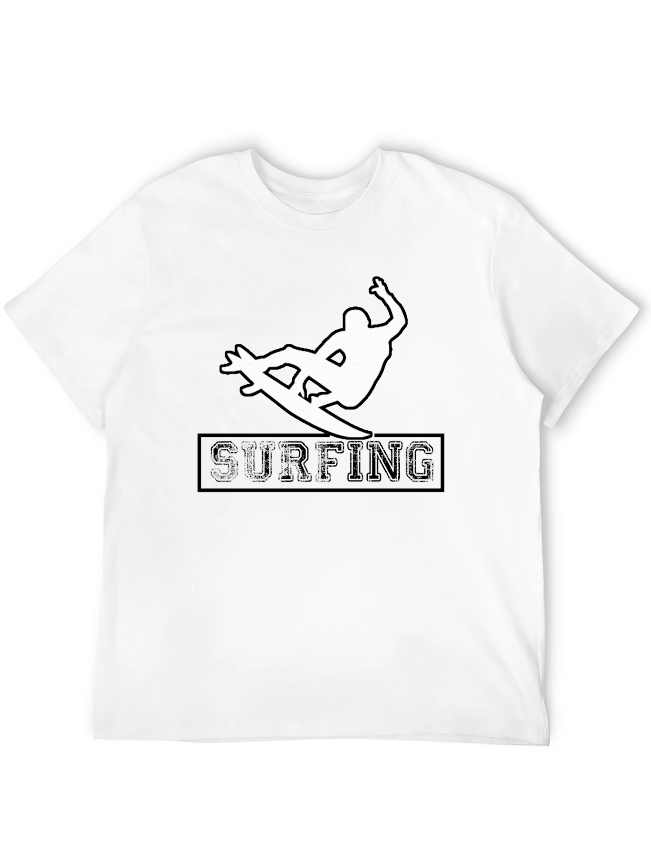 Surfing Silhouette Graphic Tee - Black Cotton Shirt
