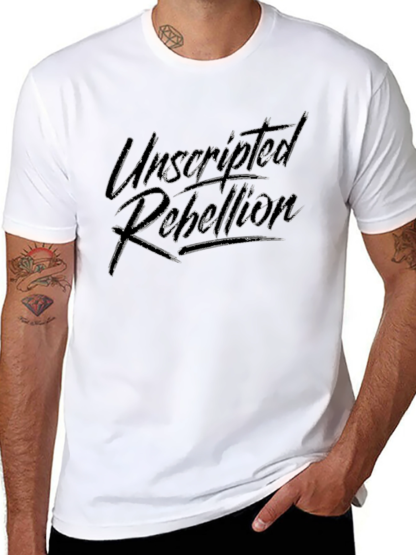 Unscripted Rebellion Black Graphic Tee - Menswear