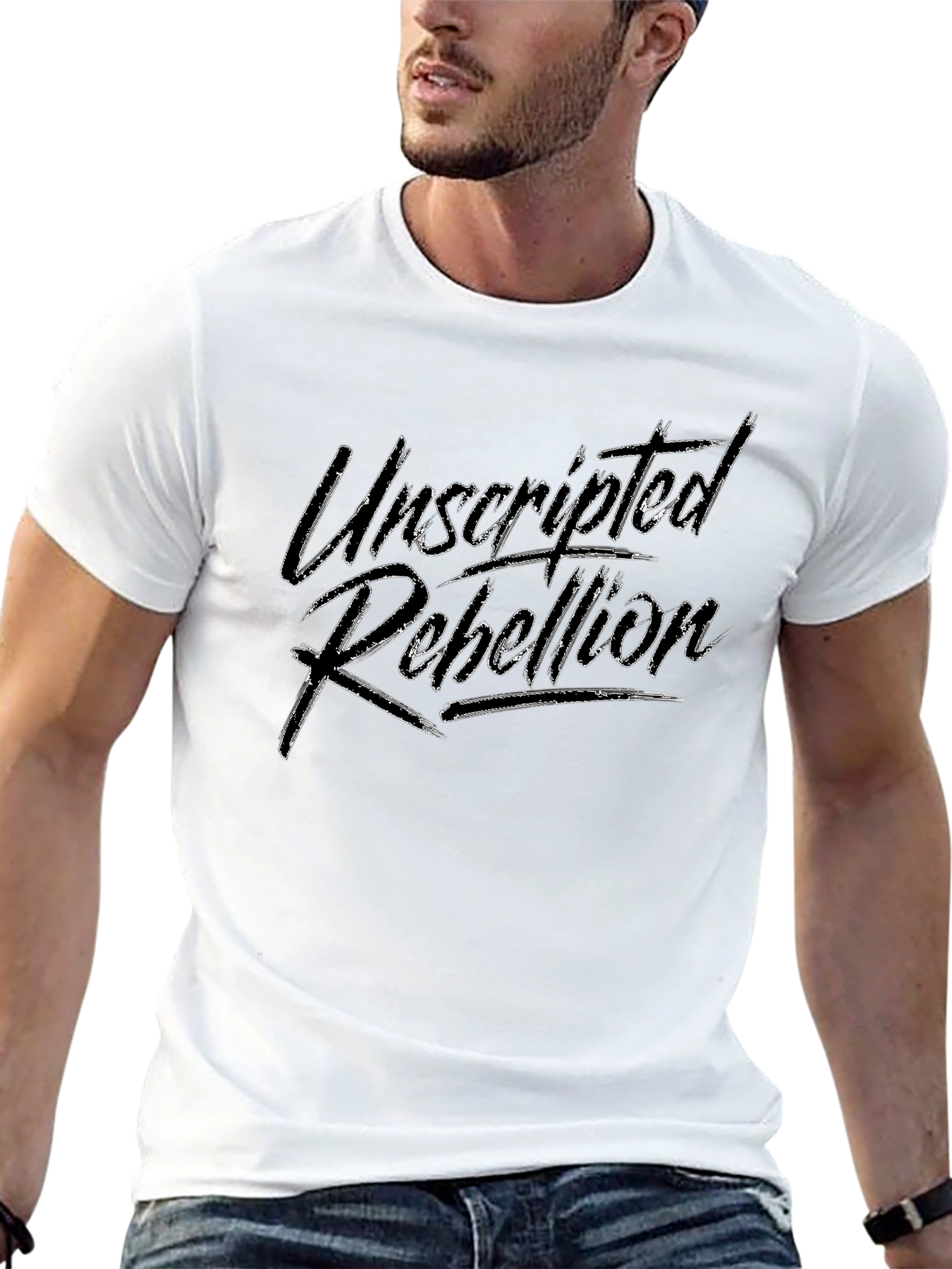 Unscripted Rebellion Black Graphic Tee - Menswear
