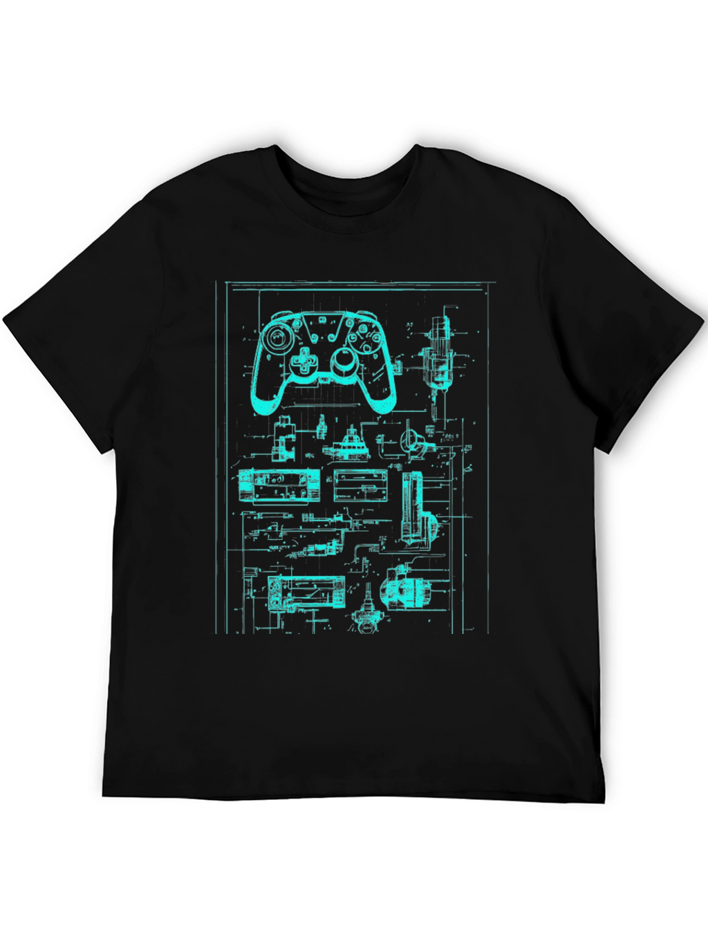 Retro Gaming Controller Blueprint T-Shirt