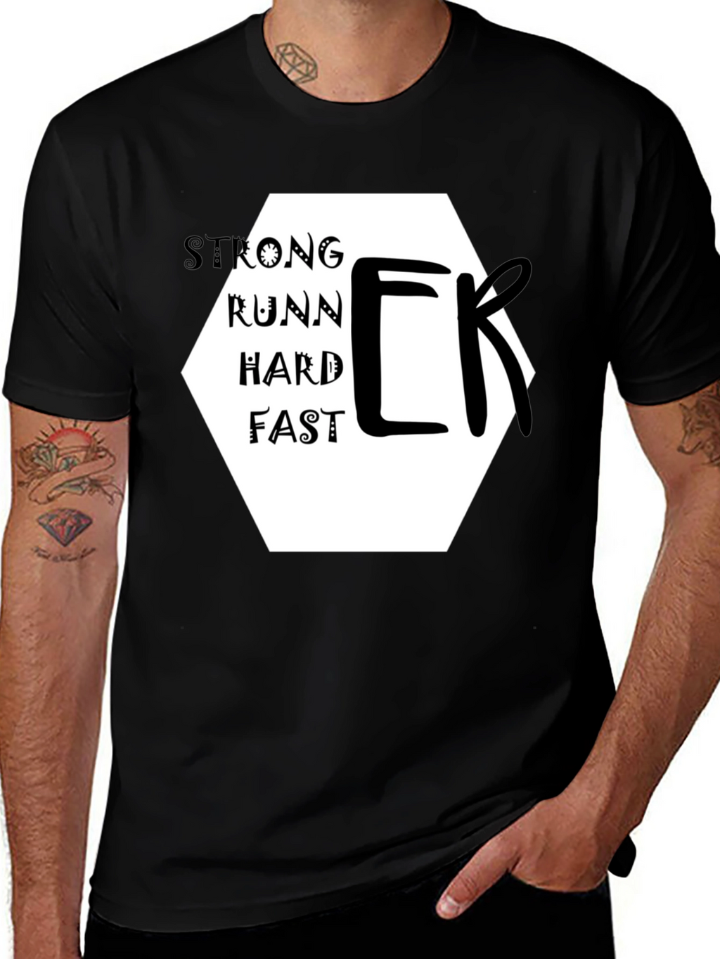 Strong Runner Graphic Black T-Shirt