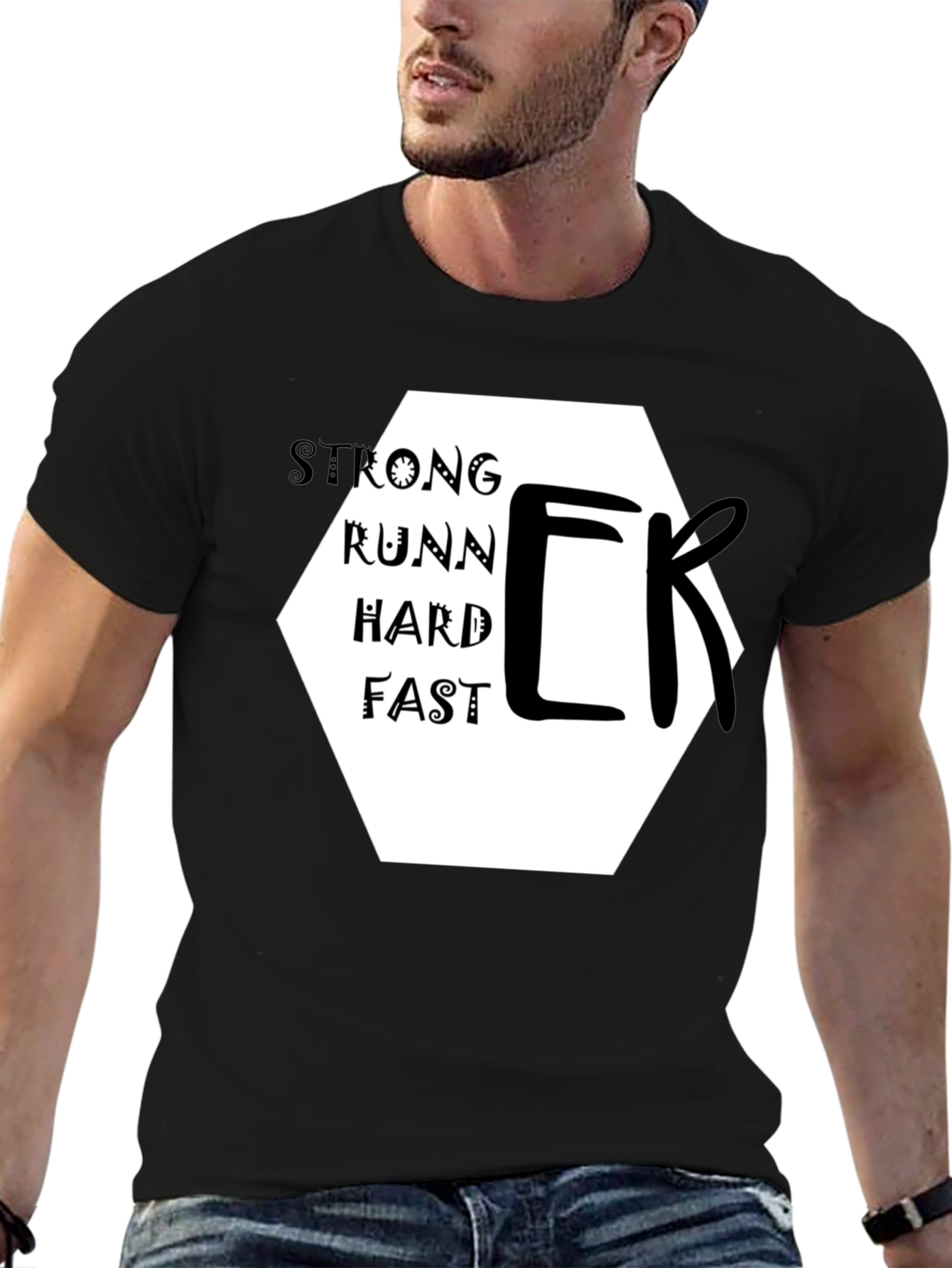 Strong Runner Graphic Black T-Shirt