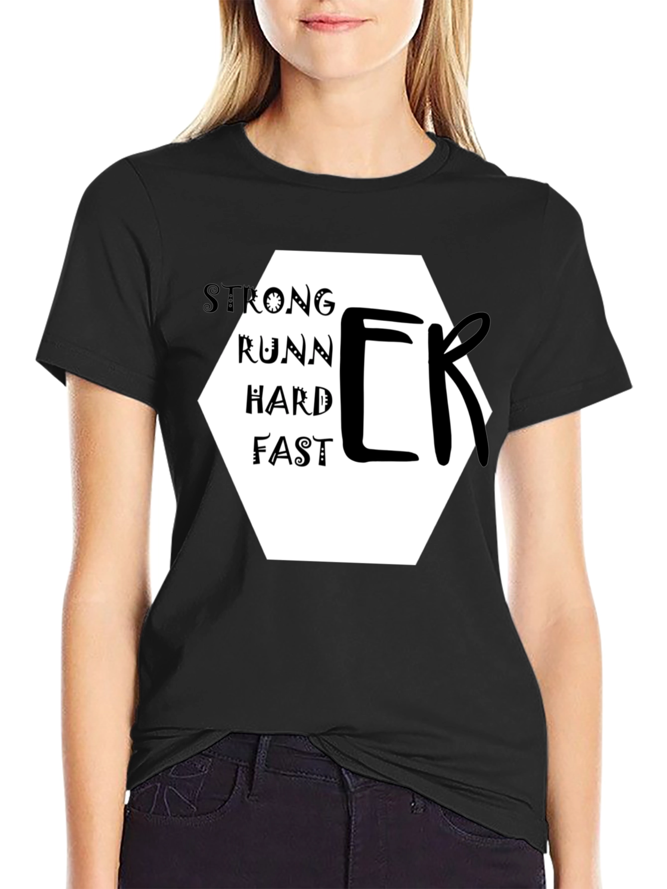 Strong Runner Graphic Black T-Shirt