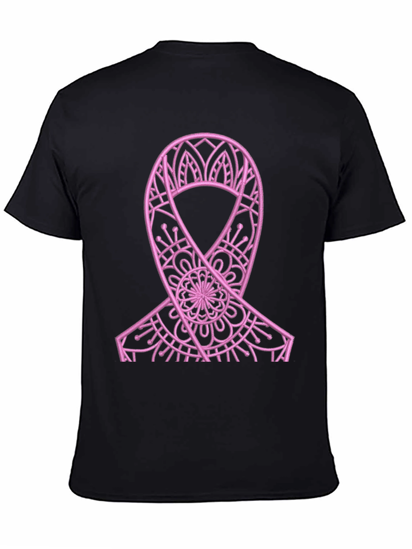 Pink Ribbon Mandala Black Tee