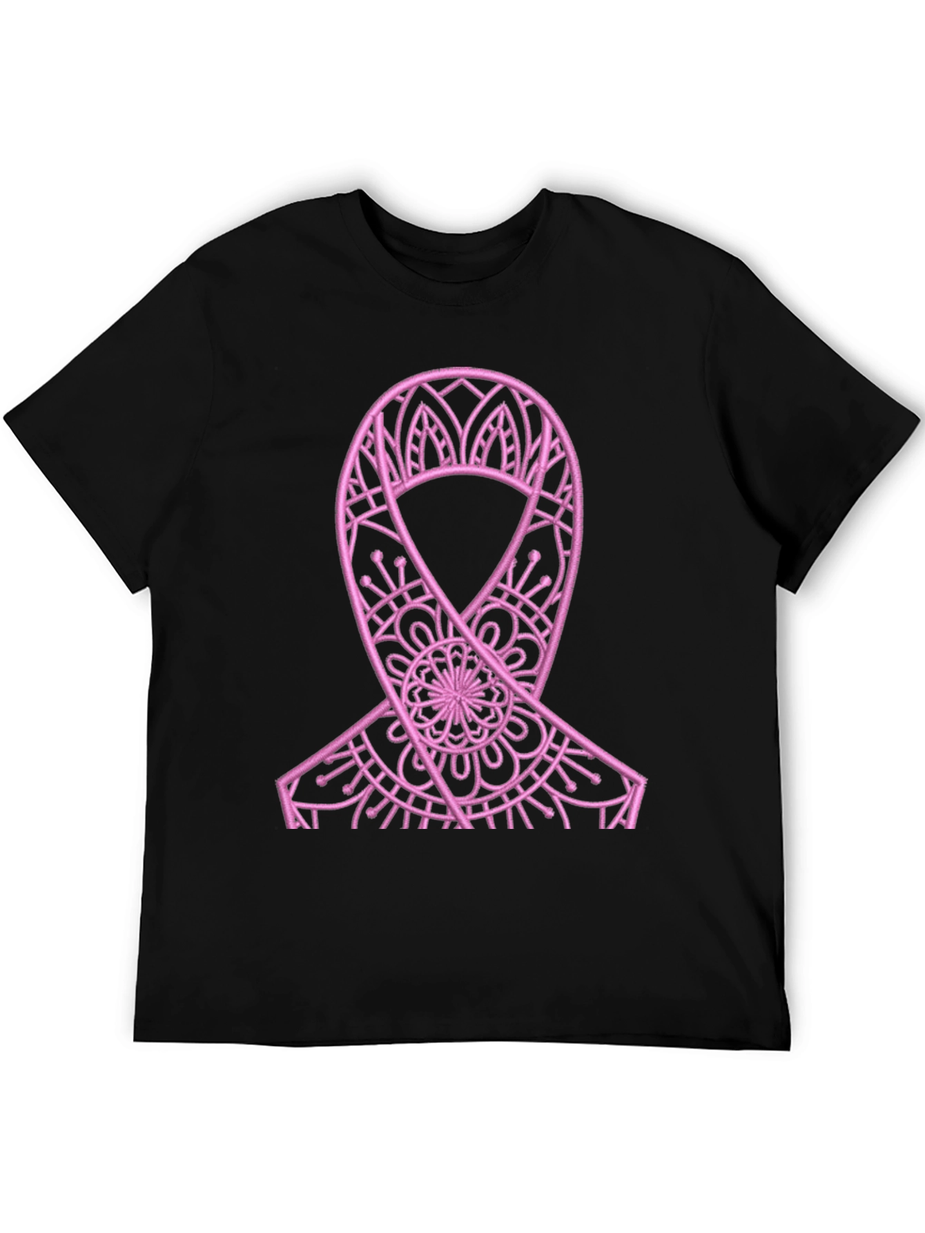Pink Ribbon Mandala Black Tee