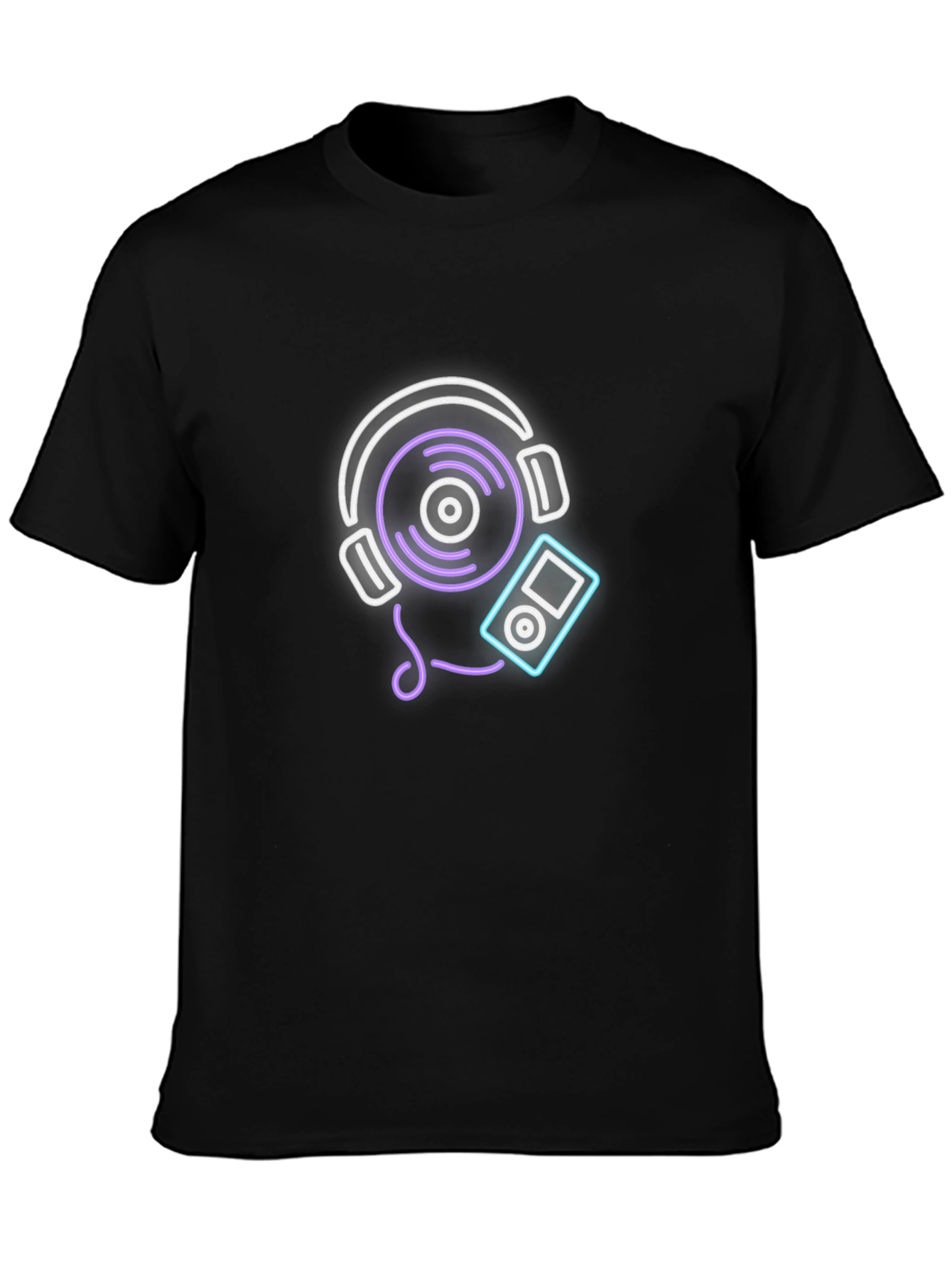 Neon Music Graphic Tee - Black Cotton Blend