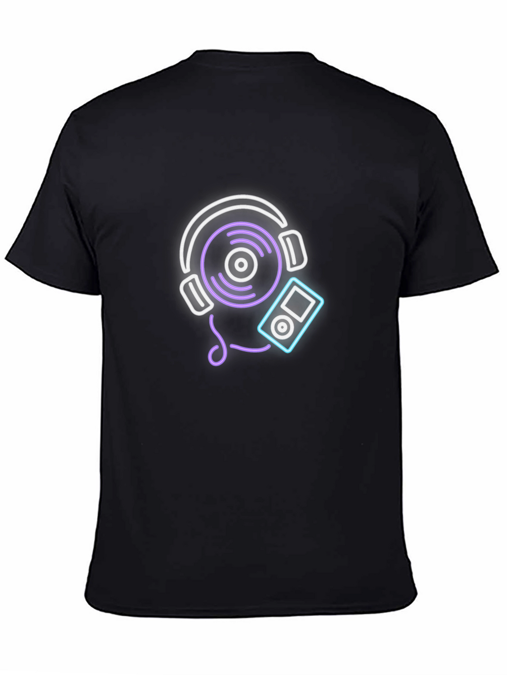 Neon Music Graphic Tee - Black Cotton Blend
