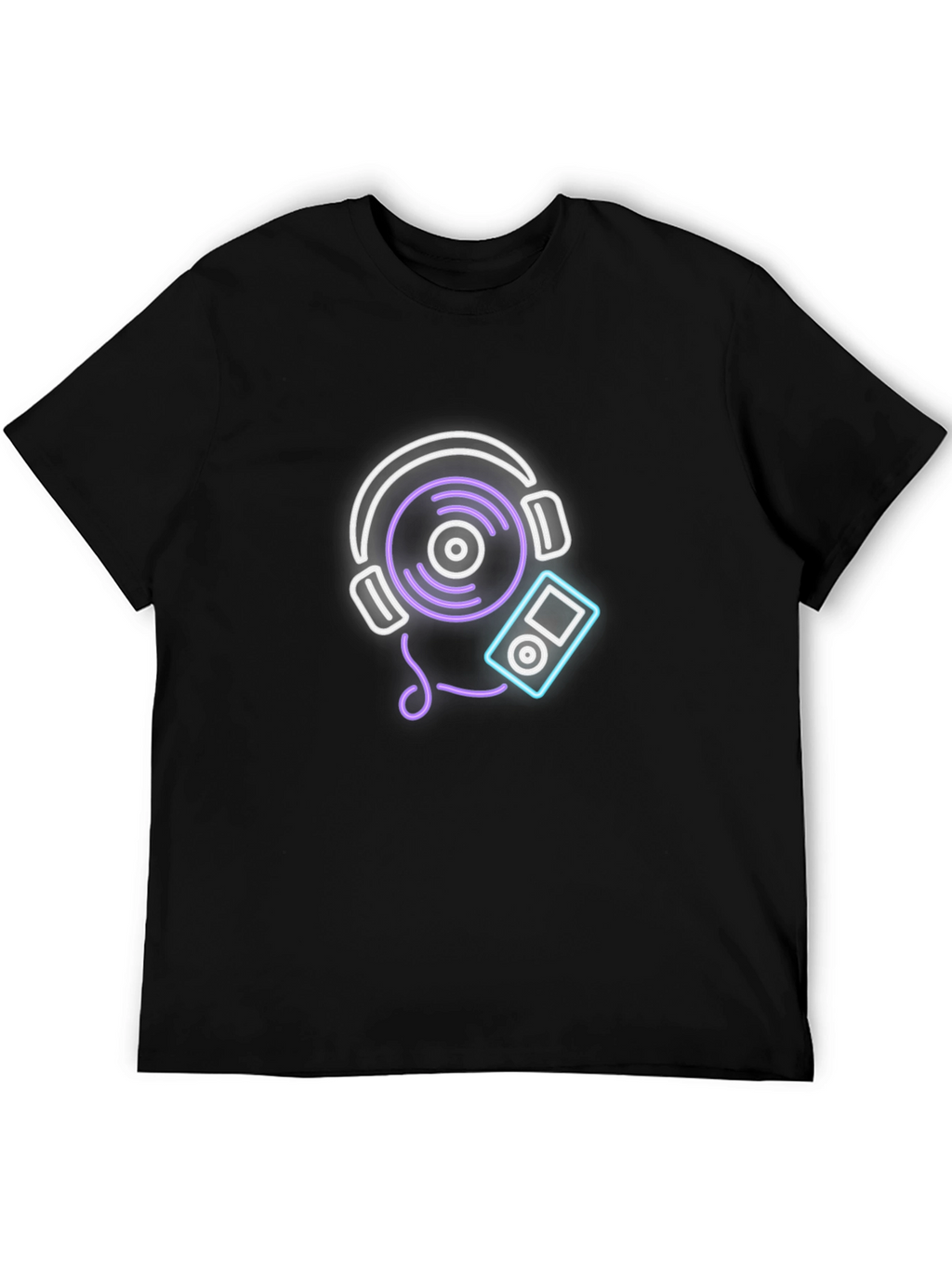 Neon Music Graphic Tee - Black Cotton Blend