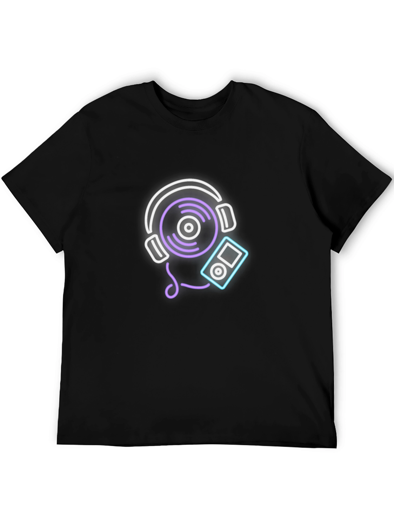 Neon Music Graphic Tee - Black Cotton Blend