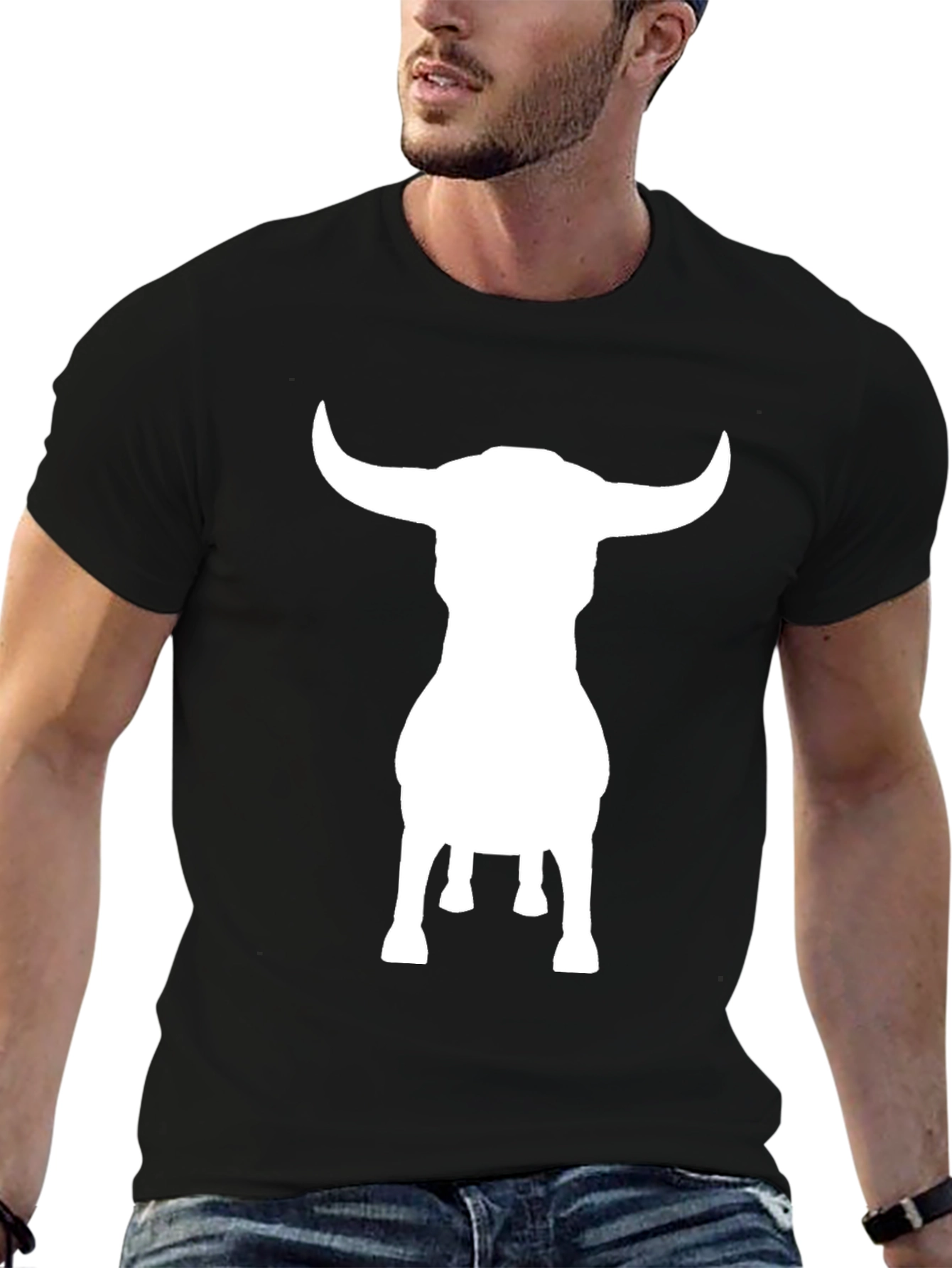 Bull Silhouette Black Graphic Tee - Mens
