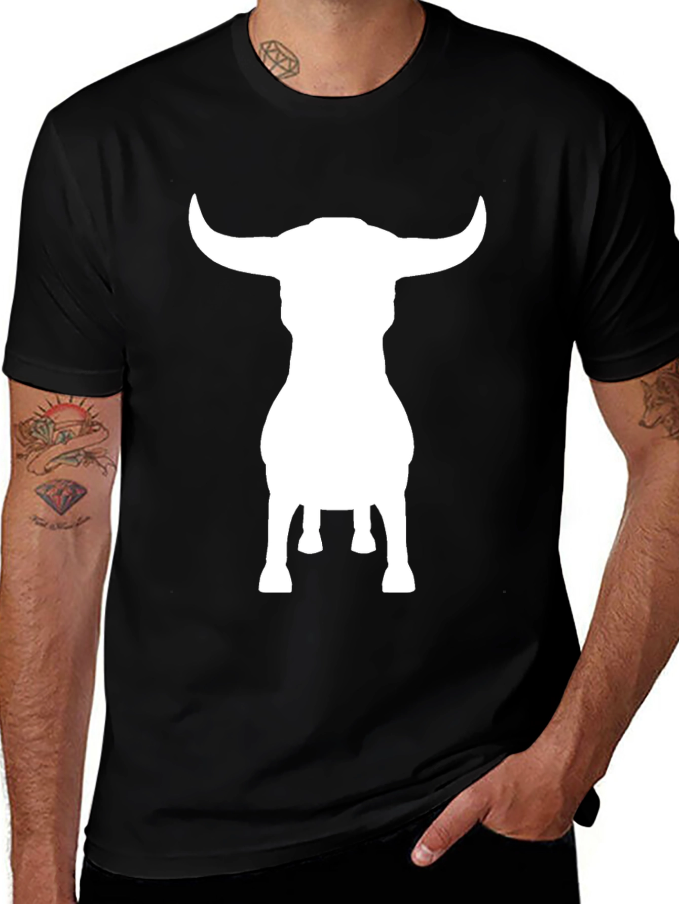 Bull Silhouette Black Graphic Tee - Mens
