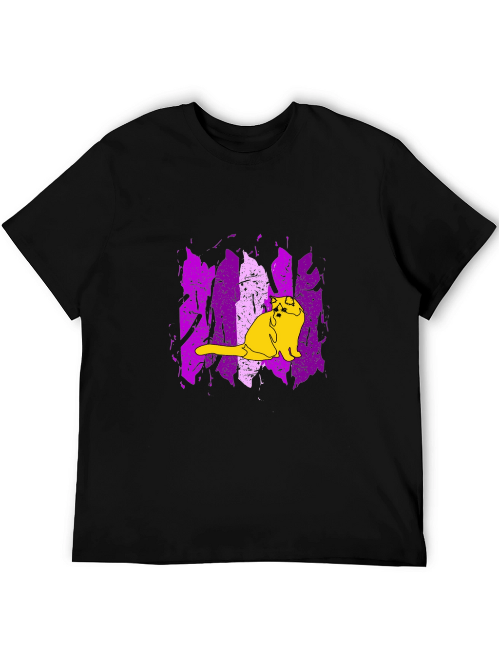 Cat Graphic Tee - Modern Purple & Black
