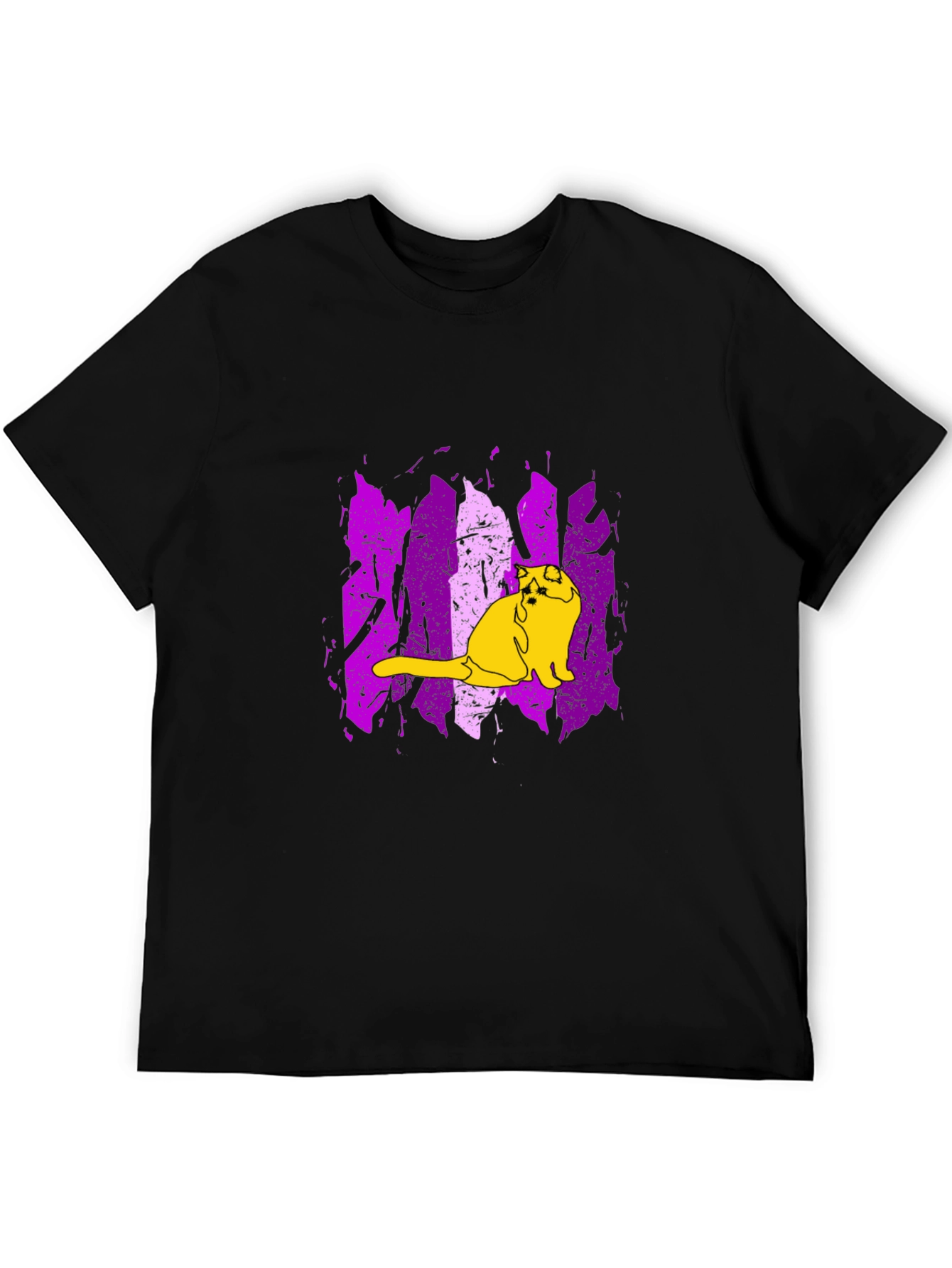 Cat Graphic Tee - Modern Purple & Black