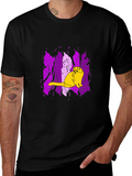 Cat Graphic Tee - Modern Purple & Black