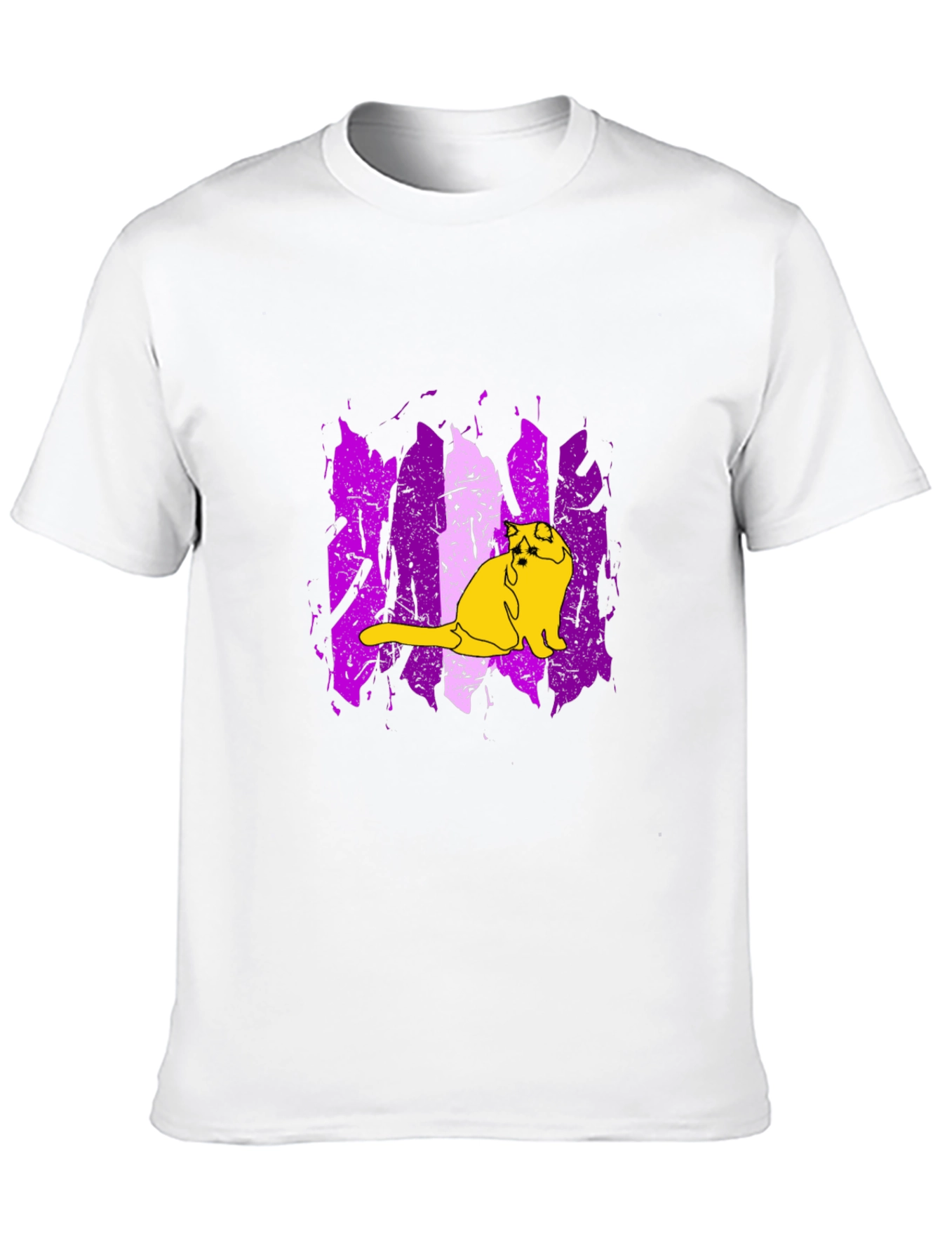Cat Graphic Tee - Modern Purple & Black