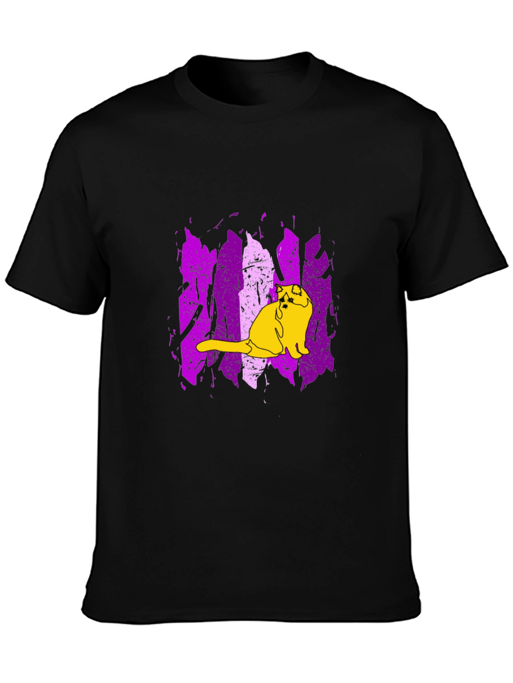 Cat Graphic Tee - Modern Purple & Black
