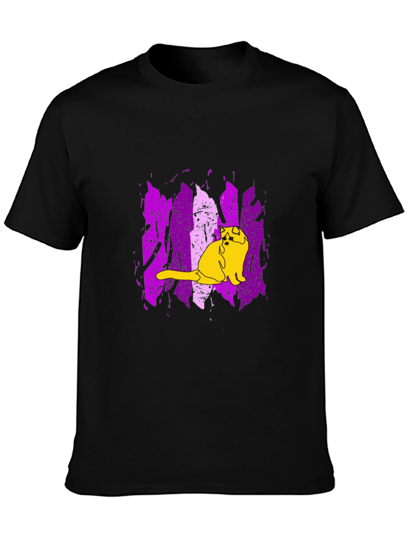 Cat Graphic Tee - Modern Purple & Black