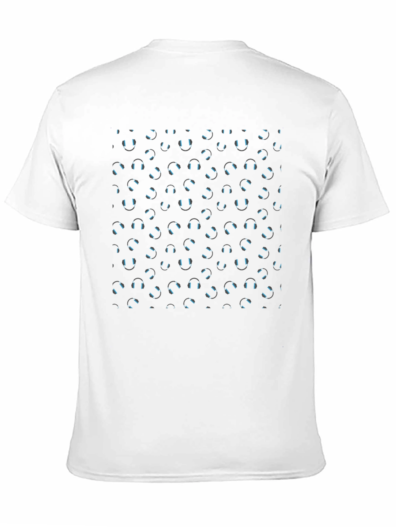 Headphone Pattern Black T-Shirt