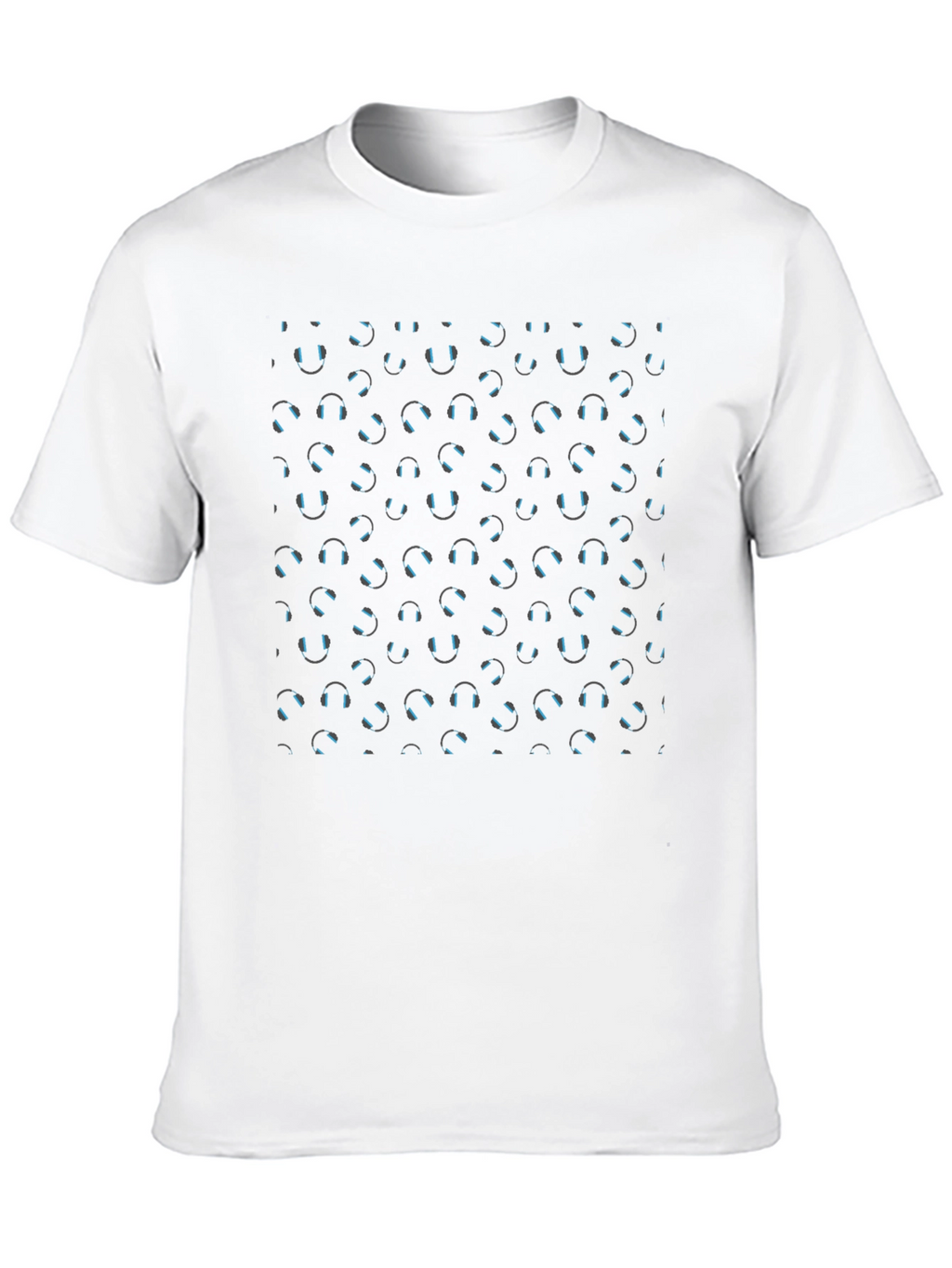 Headphone Pattern Black T-Shirt