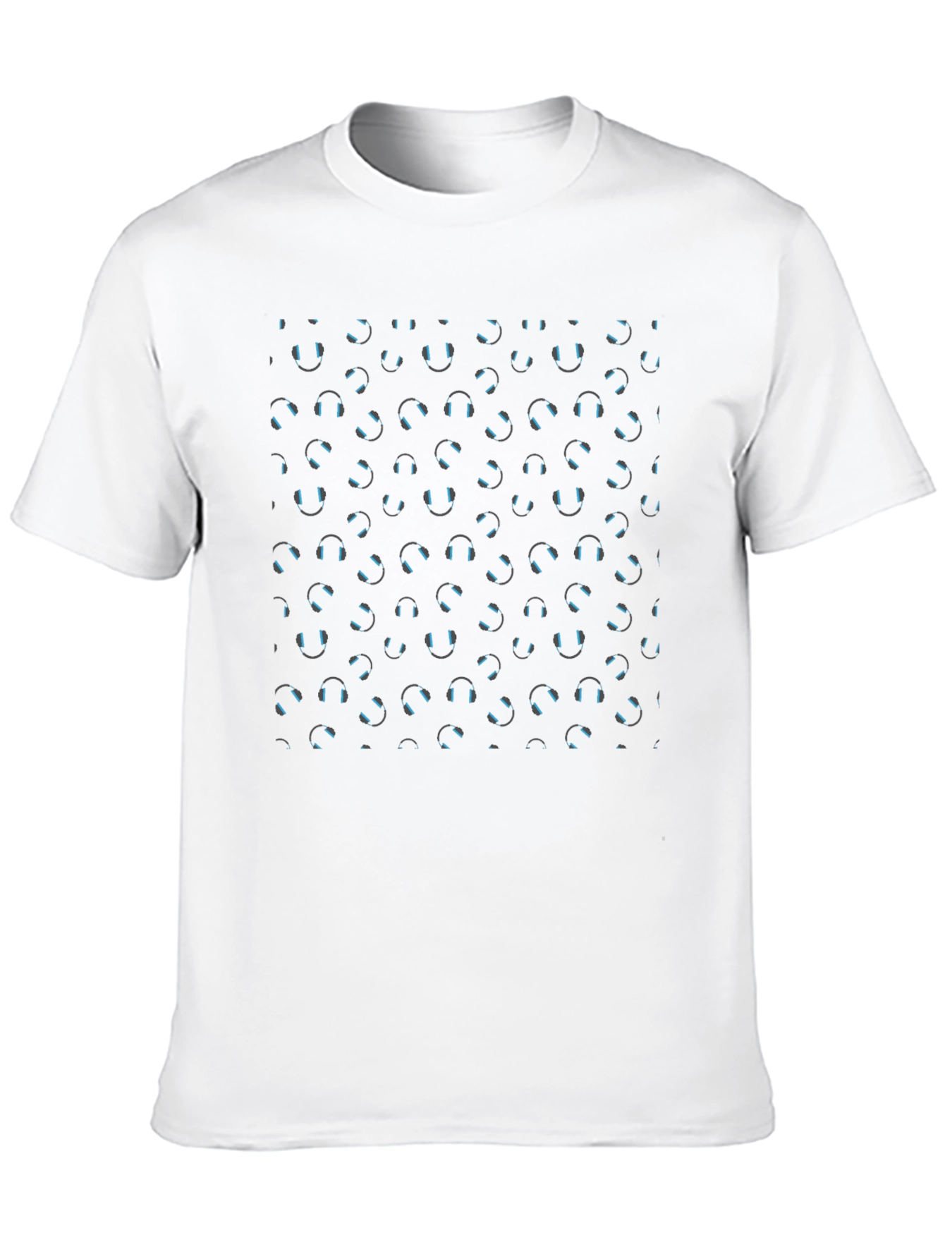 Headphone Pattern Black T-Shirt