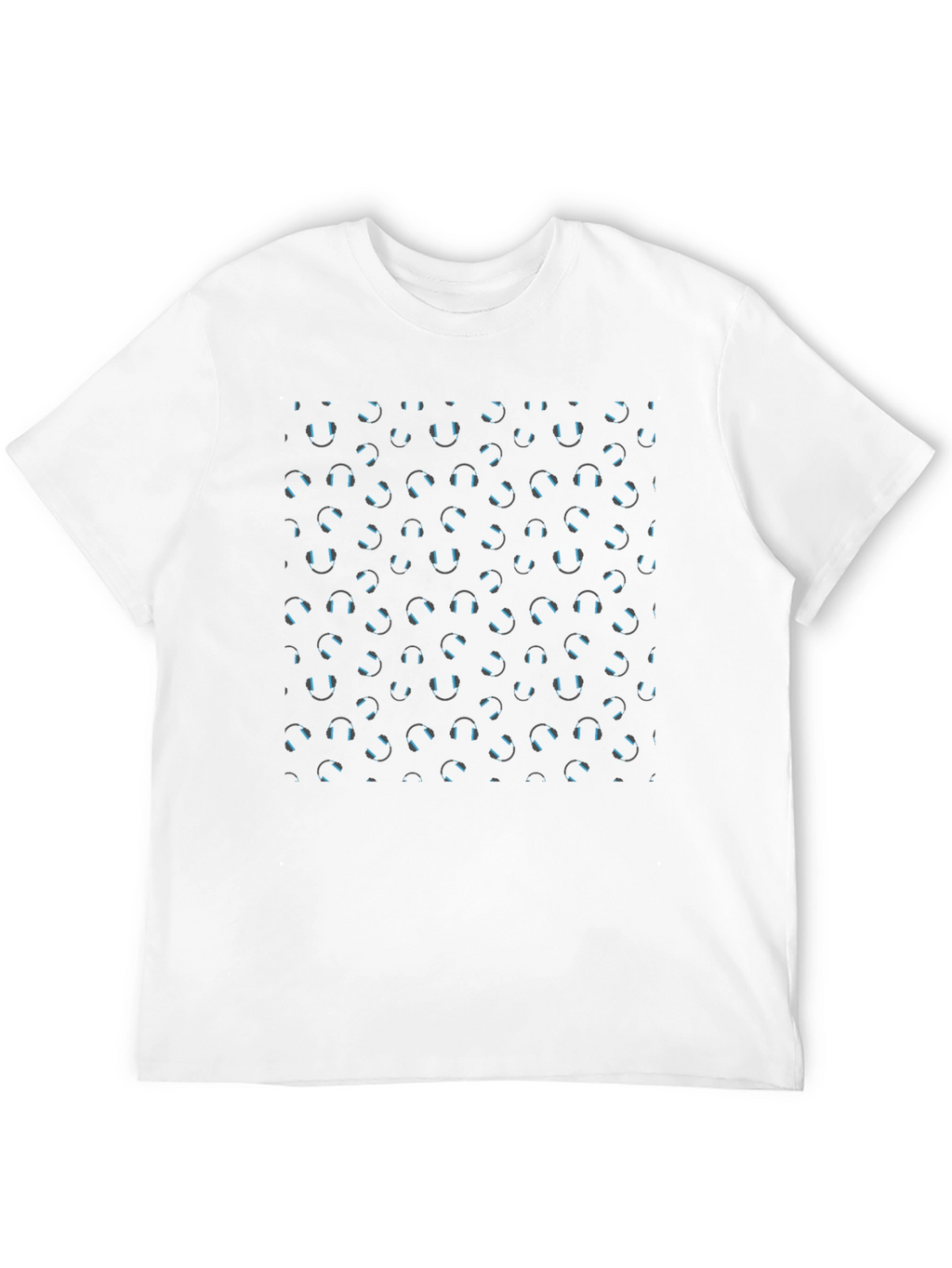 Headphone Pattern Black T-Shirt