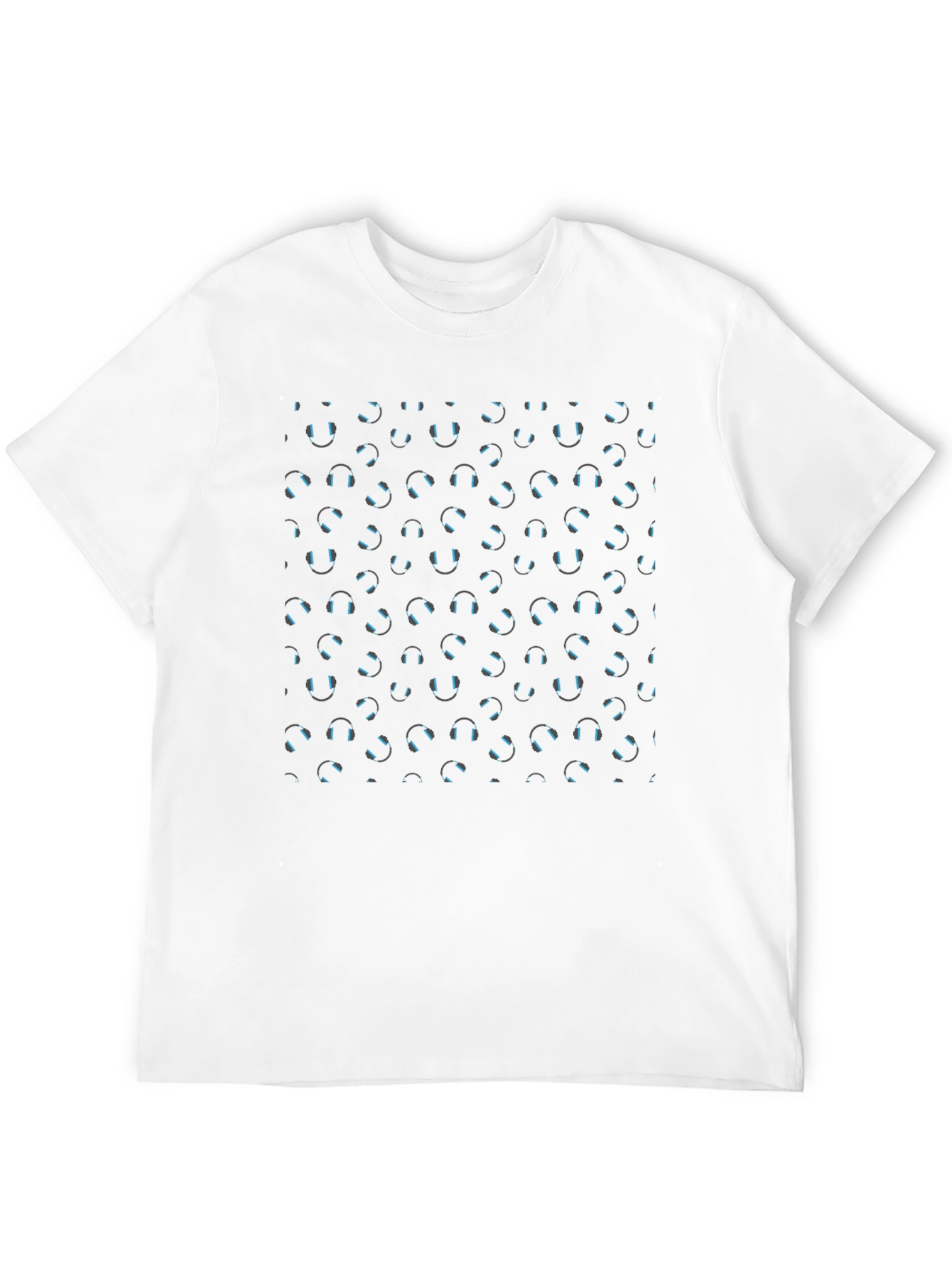 Headphone Pattern Black T-Shirt