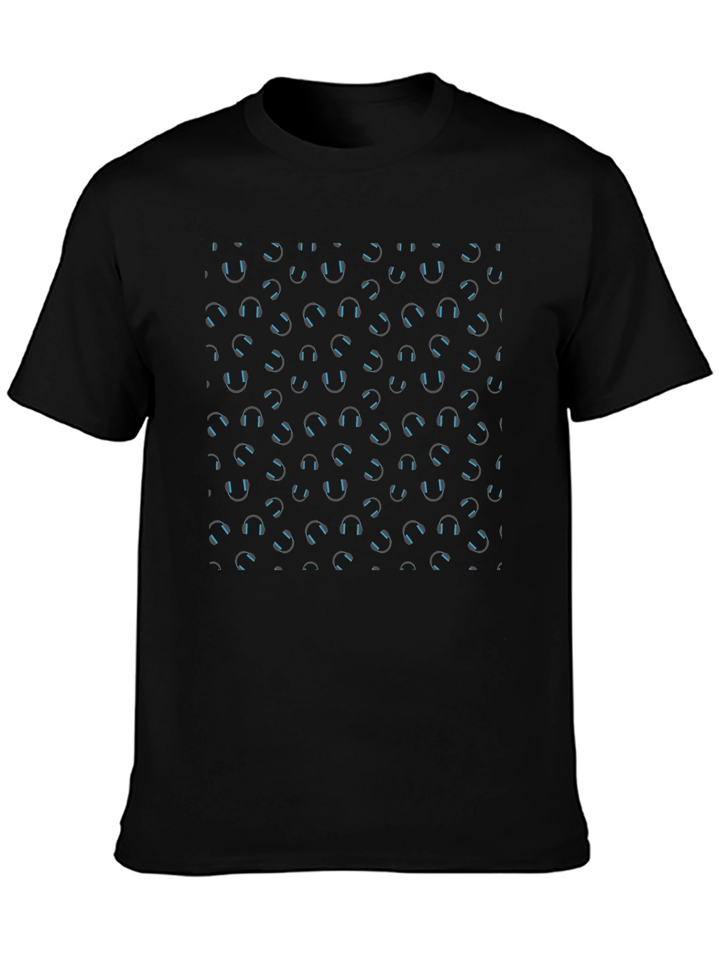 Headphone Pattern Black T-Shirt