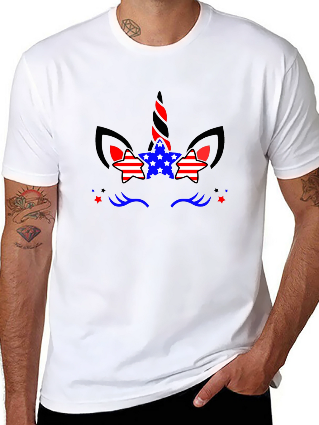 Patriotic Unicorn T-Shirt - Black