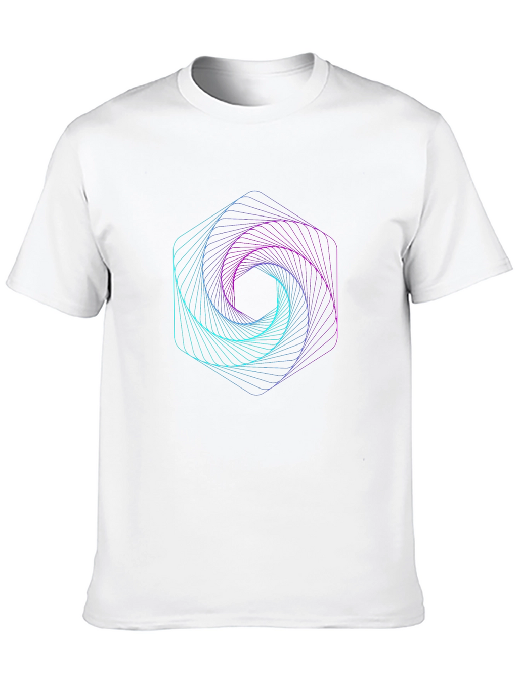 Geometric Hexagon Vortex Graphic Black Tee