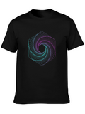 Geometric Hexagon Vortex Graphic Black Tee