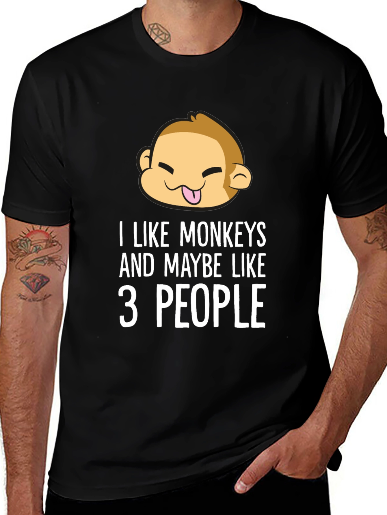 Funny Monkey Lover T-Shirt - I Like Monkeys and Maybe Like 3 People