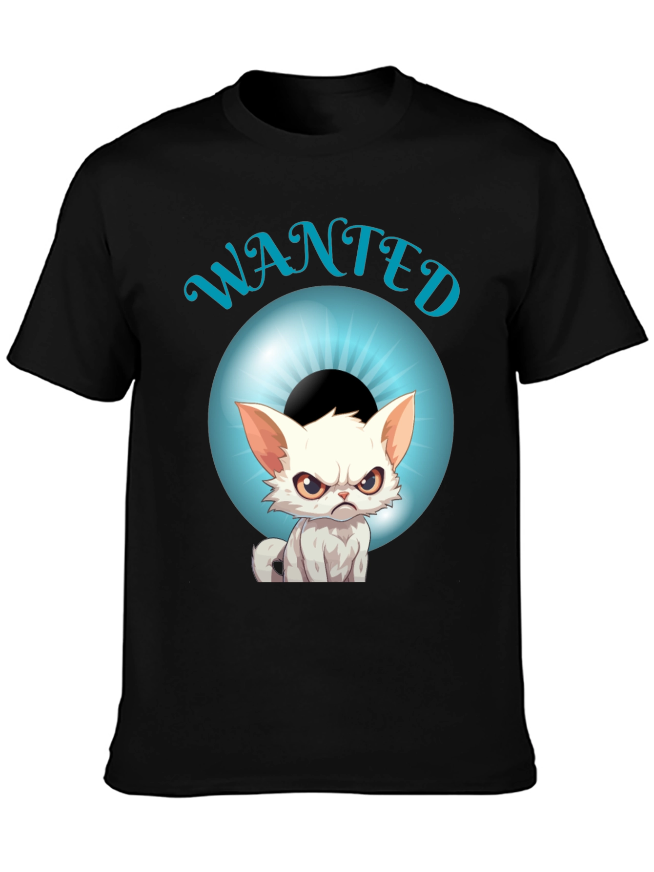 Wanted Cat Graphic T-Shirt - Mens Black Tee