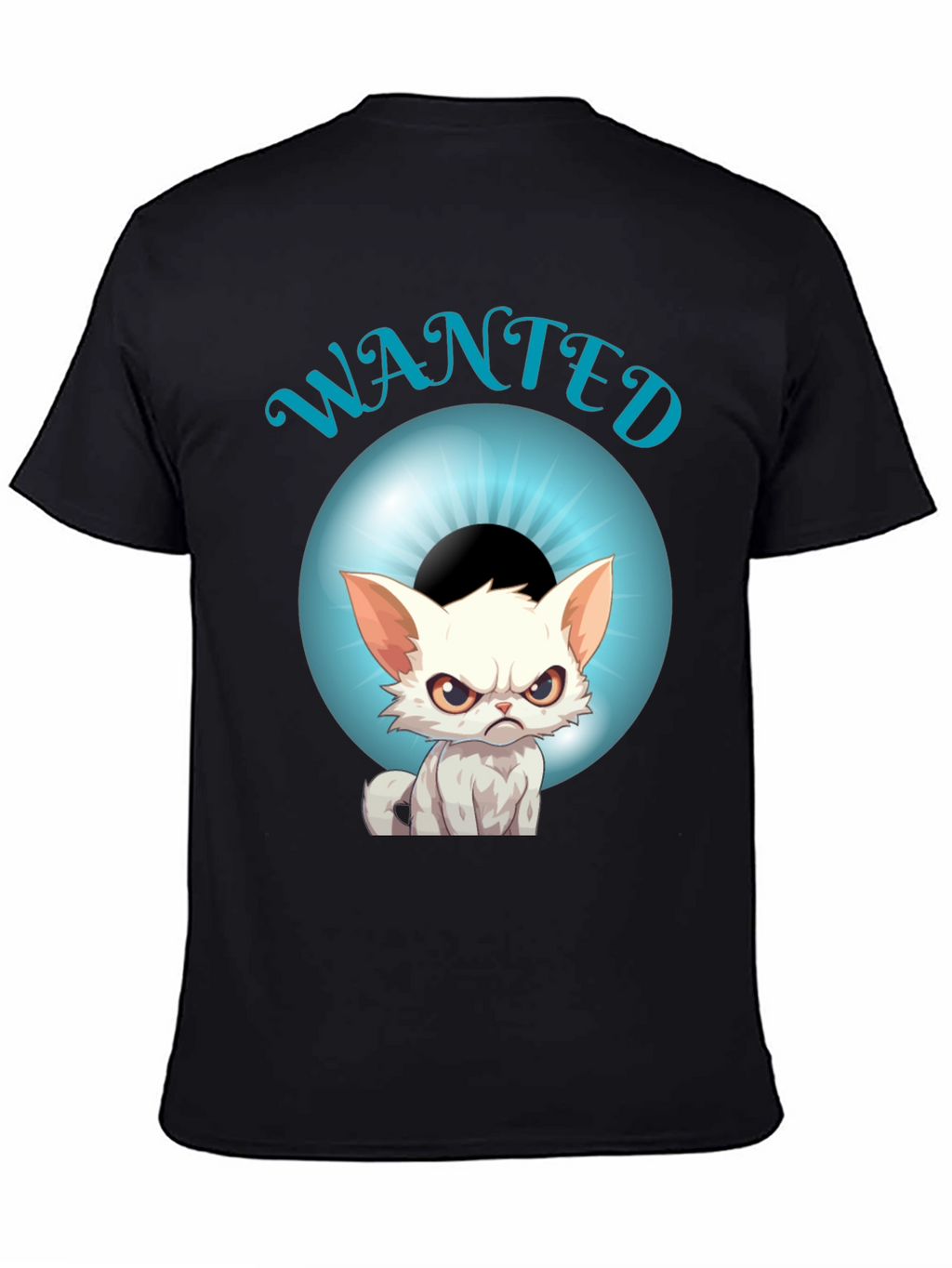 Wanted Cat Graphic T-Shirt - Mens Black Tee