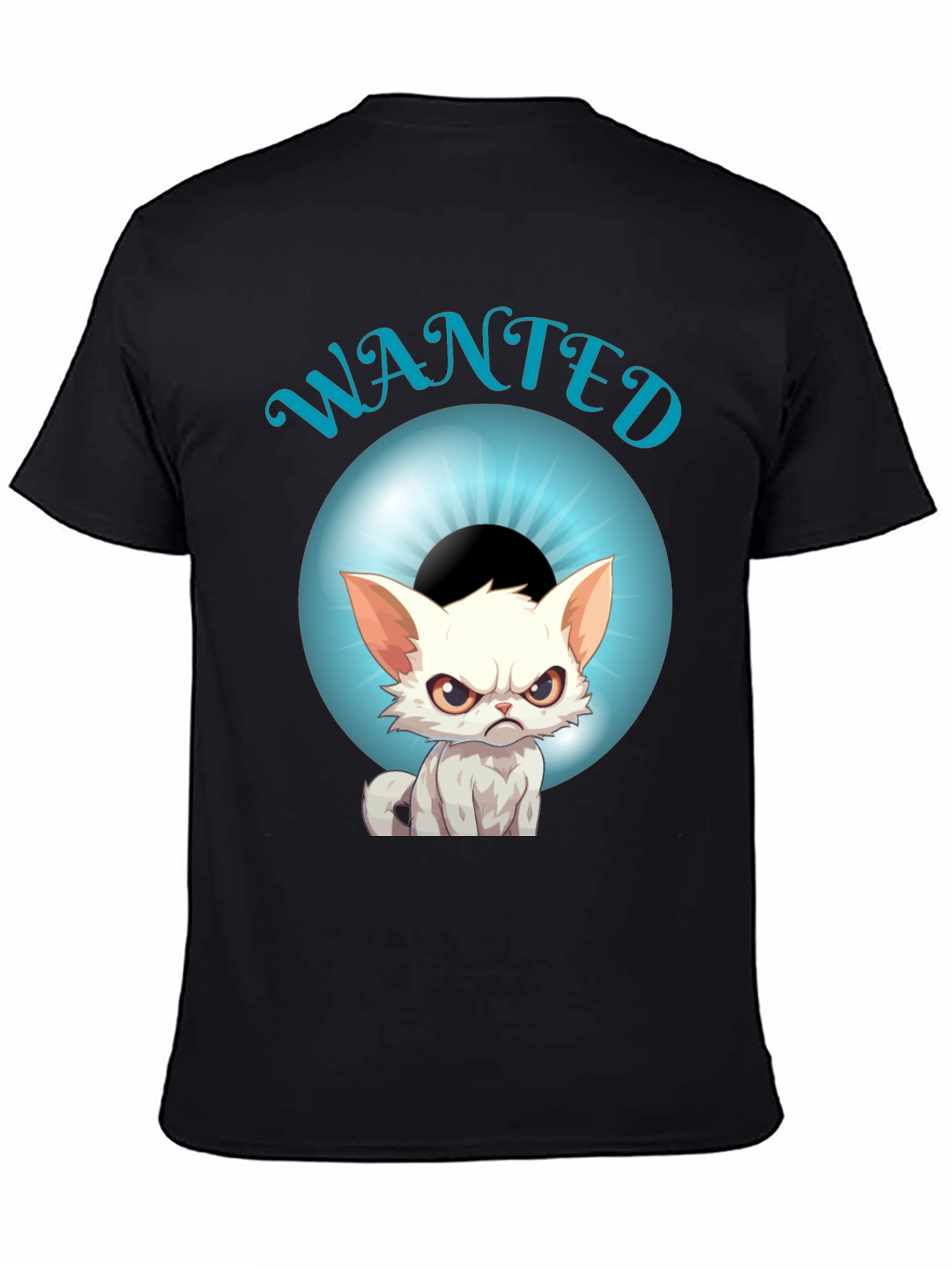 Wanted Cat Graphic T-Shirt - Mens Black Tee