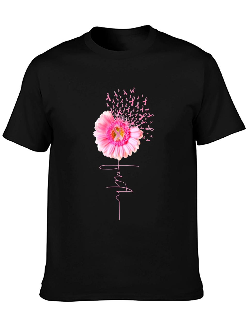Faith Pink Ribbon Flower T-Shirt